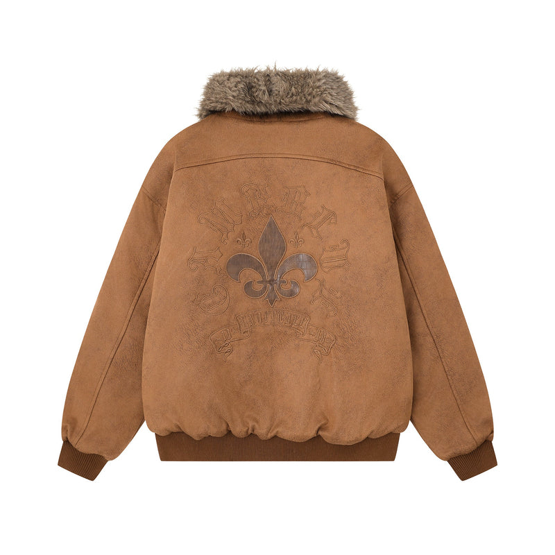 Fur-Collar Buckle Bomber Jacket | Suede-Look Winter Coat
