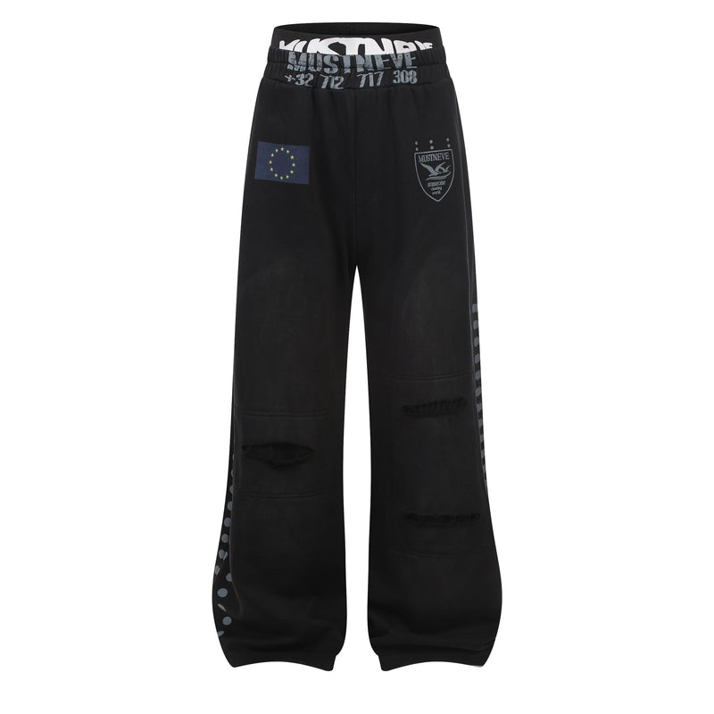 Distressed Wide-Leg Sweatpants | Washed Streetwear Joggers