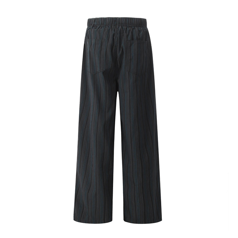 Omirad Striped Relaxed Wide-Leg Cotton Pants
