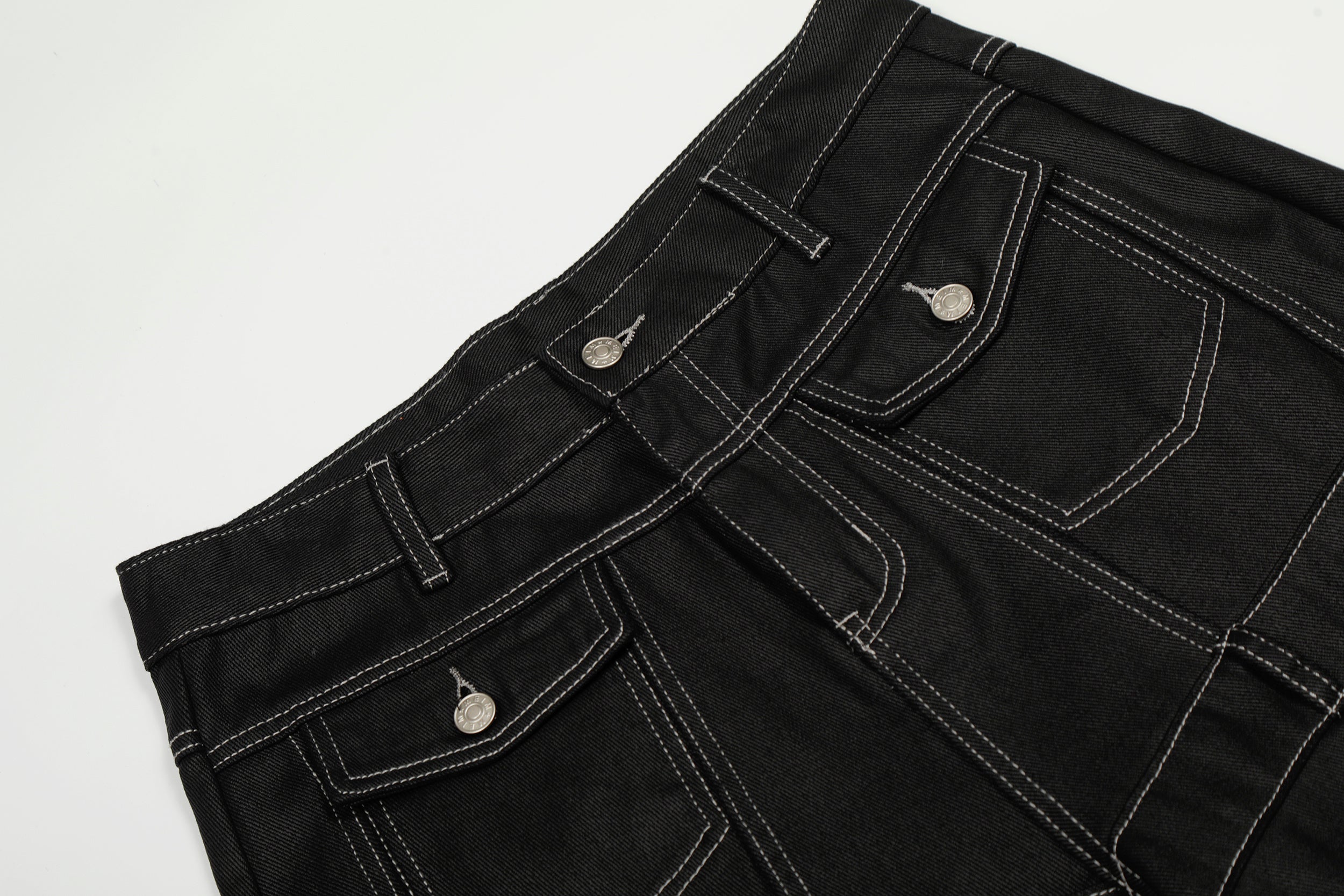 Omirad Contrast Stitch Wide Barrel-Leg Denim Pants