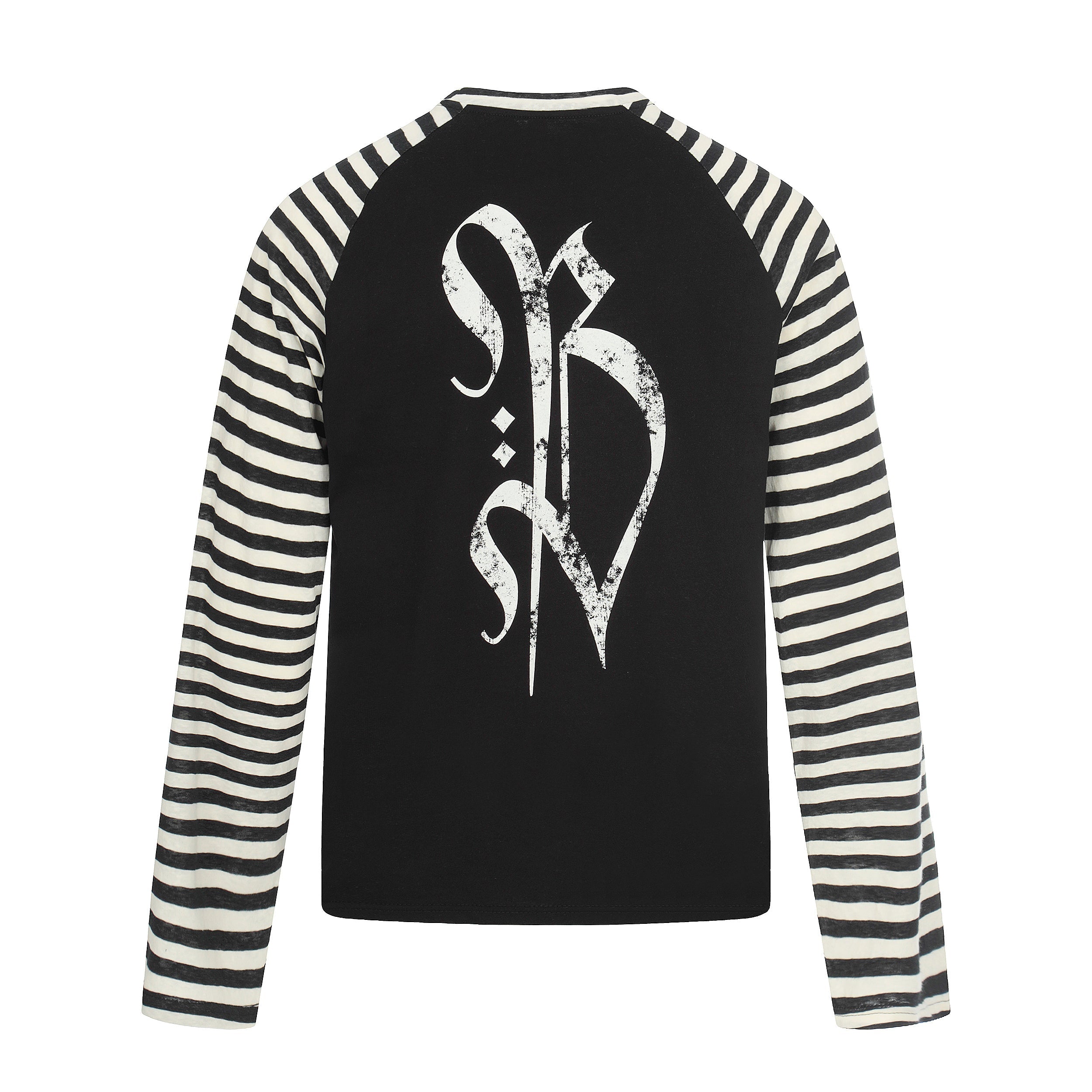 Gothic Cross Graphic Raglan Long Sleeve Tee | Striped Sleeves
