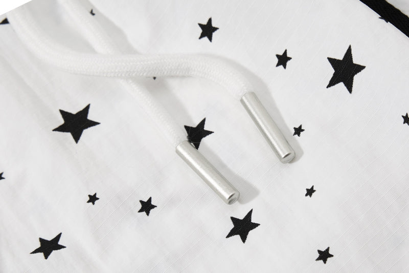 Star Print Wide-Leg Track Pants with Side Stripes | Streetwear