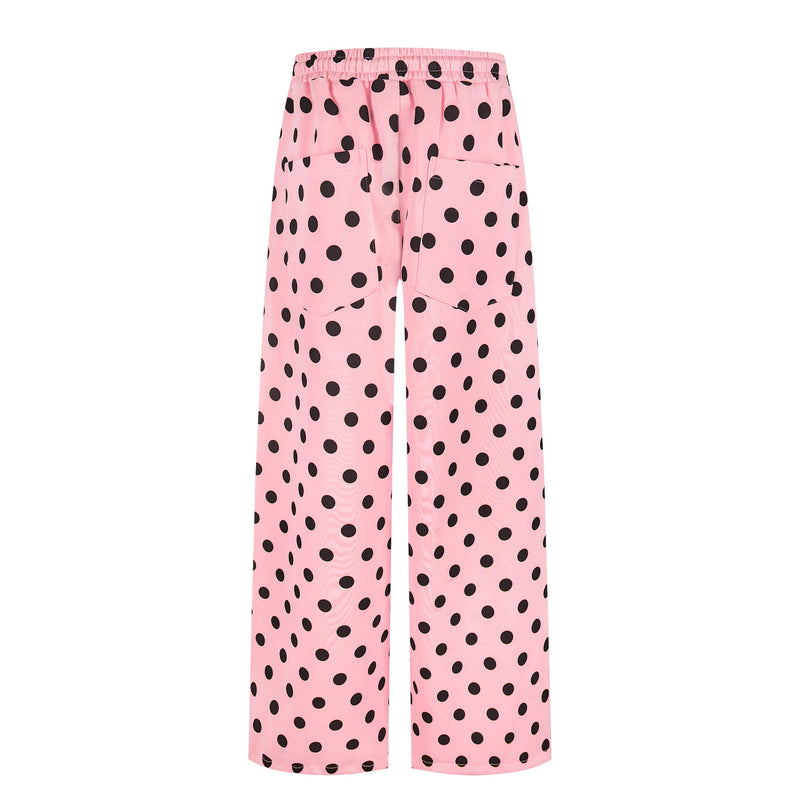 Battle Kid Polka Dot Wide-Leg Cargo Pants with Charms