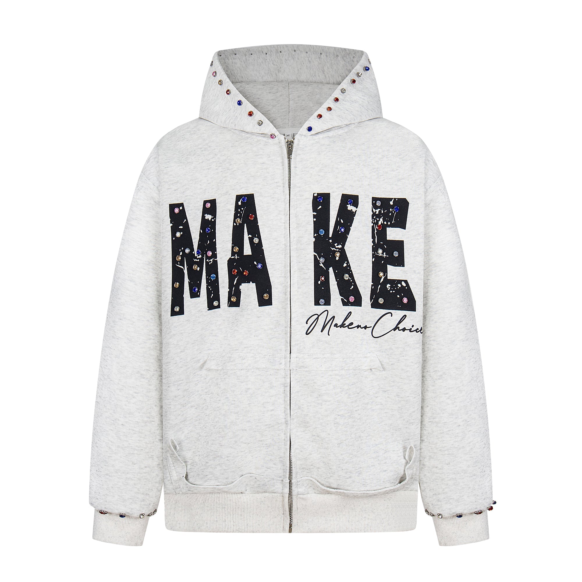 Omirad MAKE Studded Zip Hoodie | Oversized Streetwear