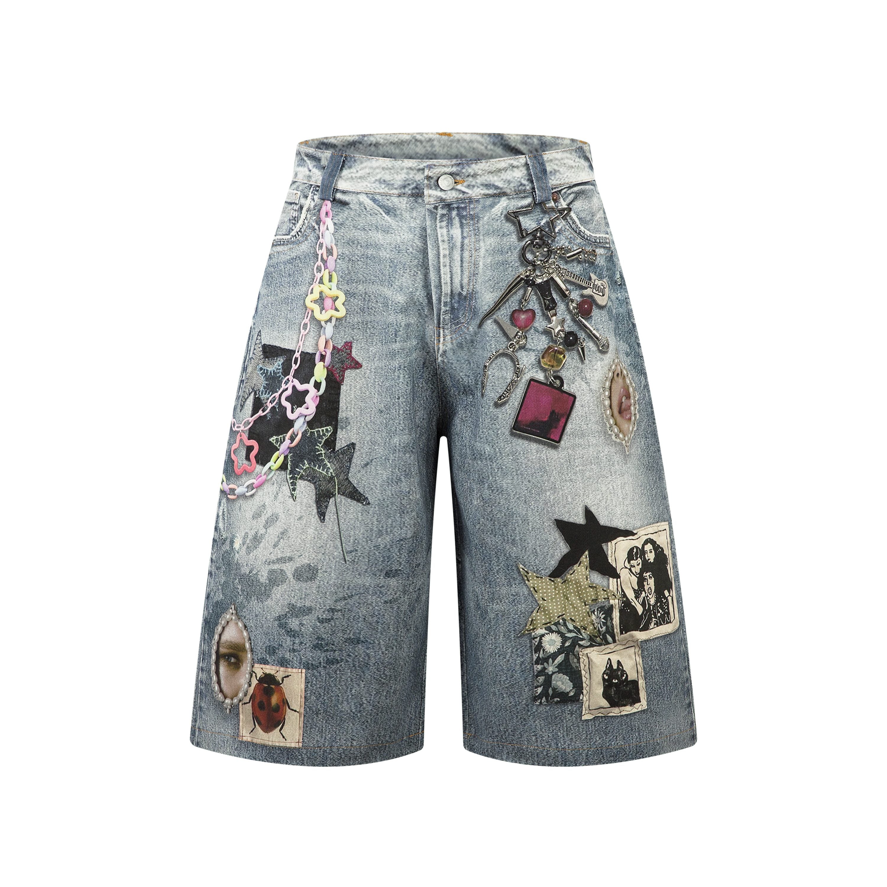 Omirad Vintage Charm Patch Denim Shorts | Streetwear