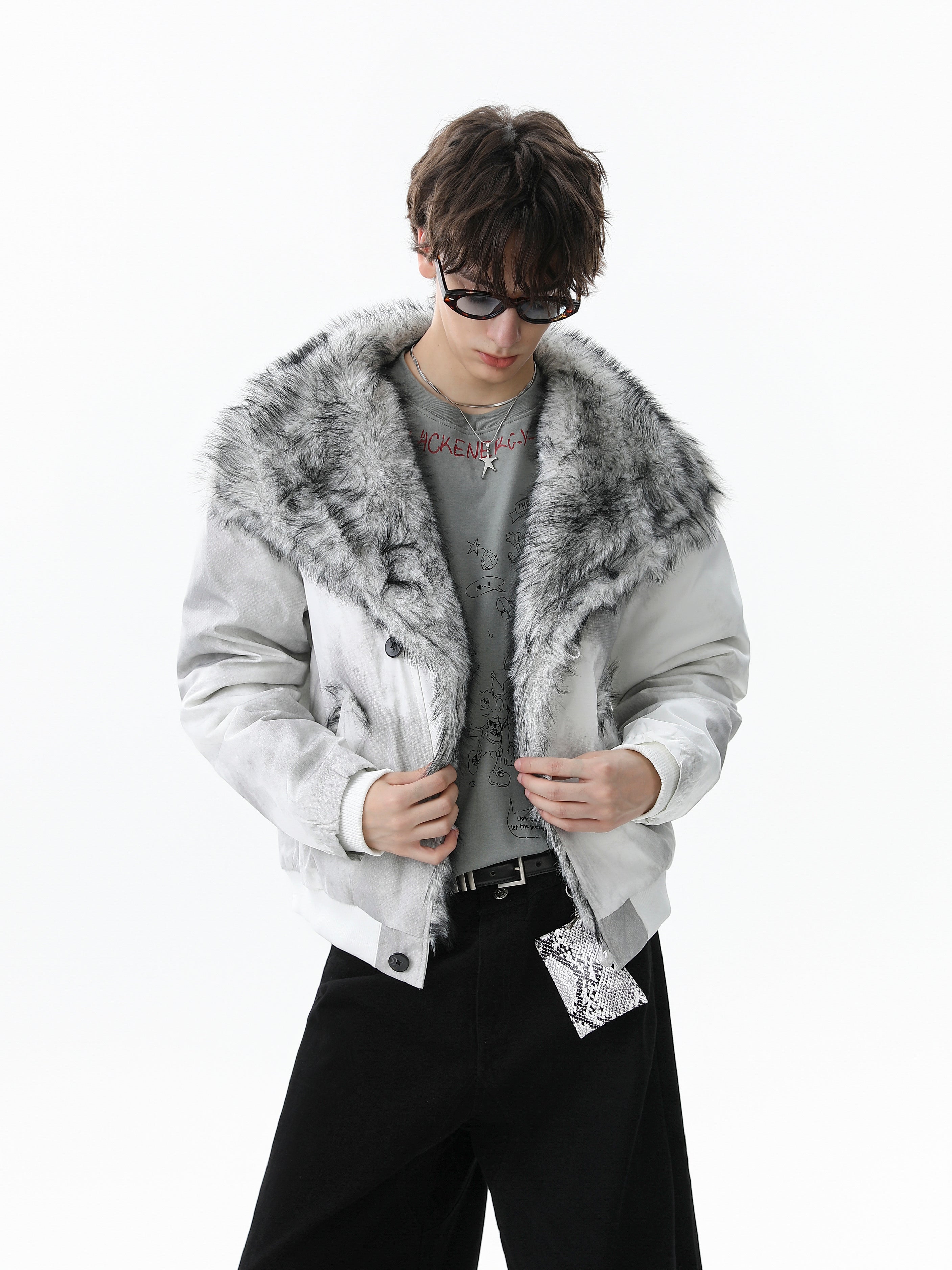 Faux Fur Panel Cropped Bomber Jacket | Streetwear Winter Coat
