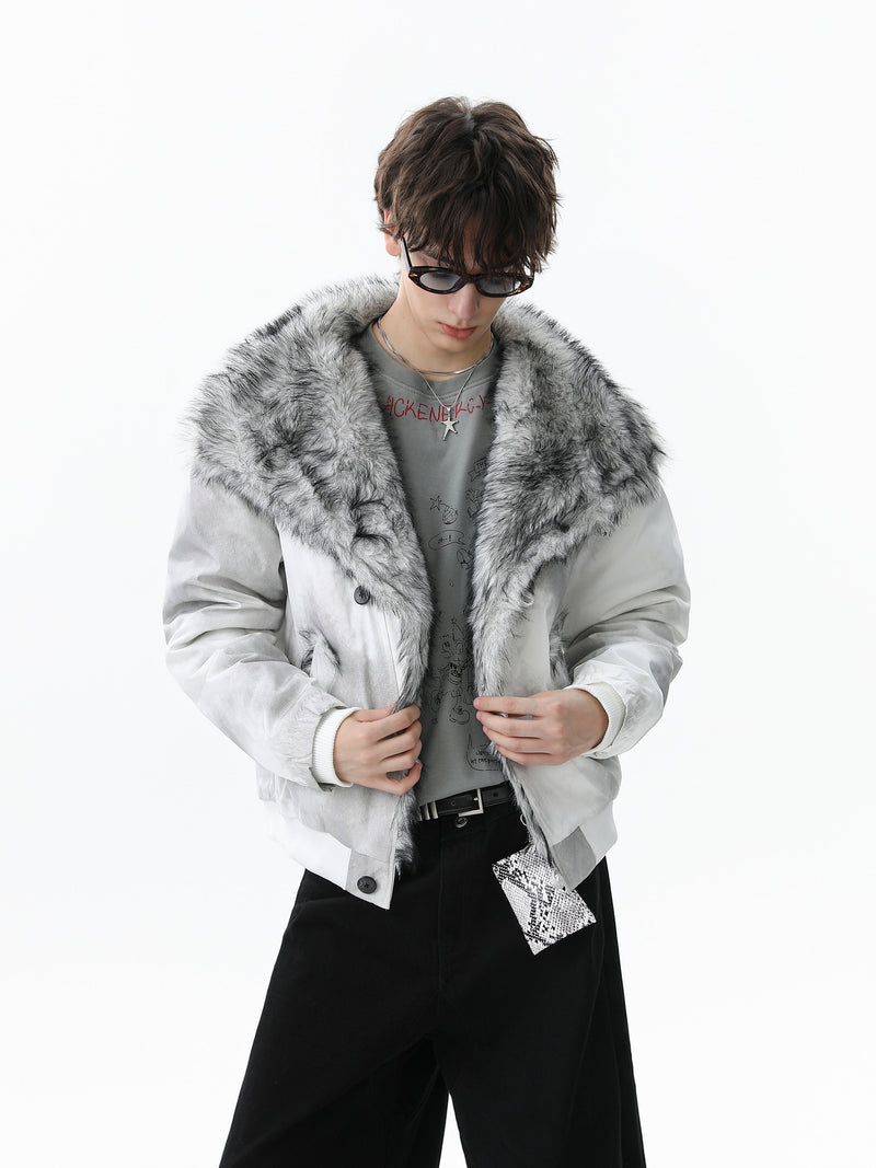 Faux Fur Panel Cropped Bomber Jacket | Streetwear Winter Coat