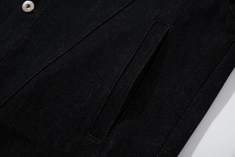 Omirad Black Denim Panel Jacket | Structured Cropped Fit