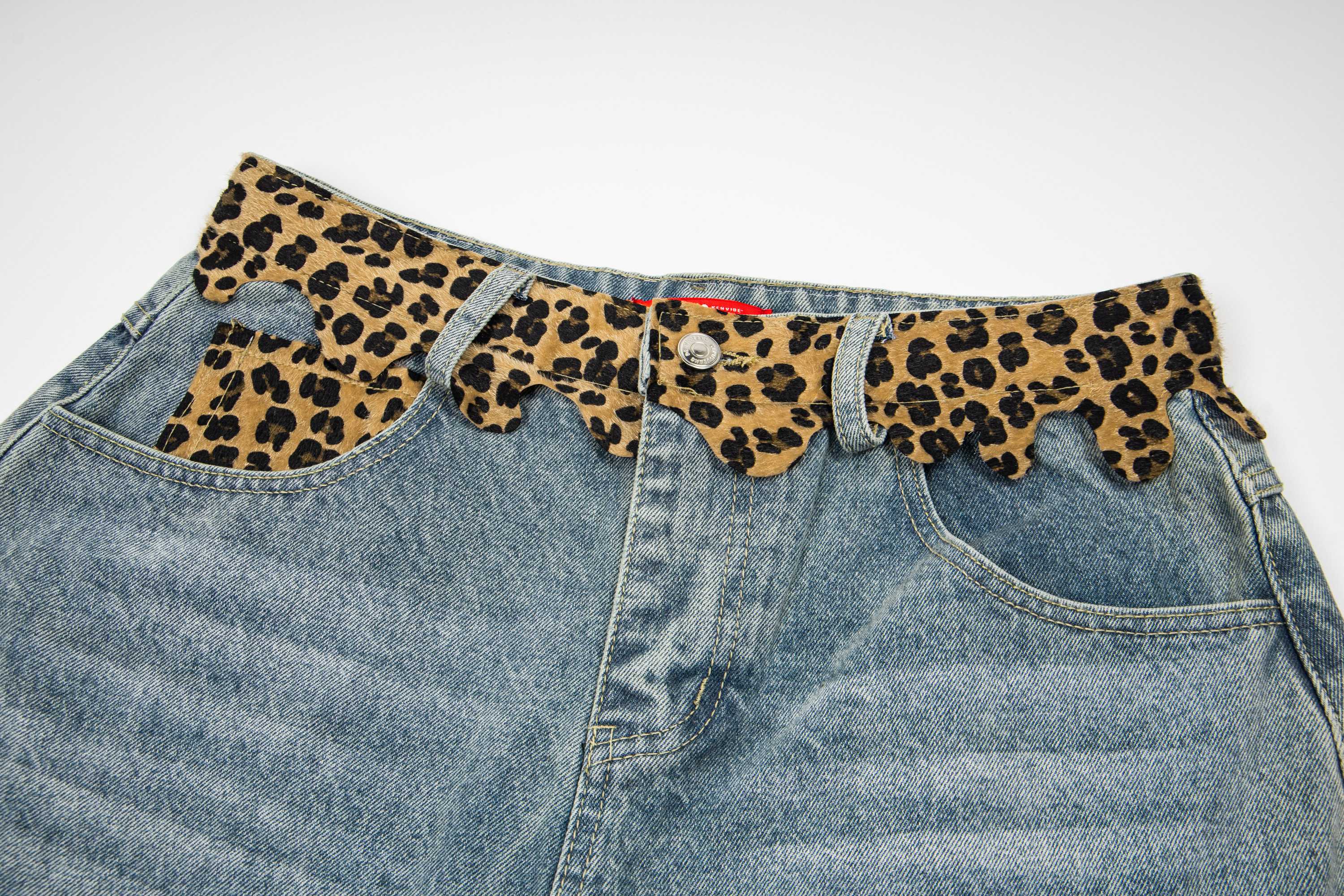 Leopard Patch Distressed Denim Shorts | Y2K Streetwear