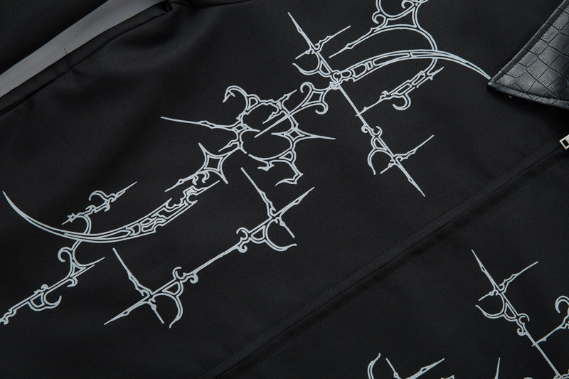 Omirad Barbed Graphic Jacket with Faux-Leather Collar
