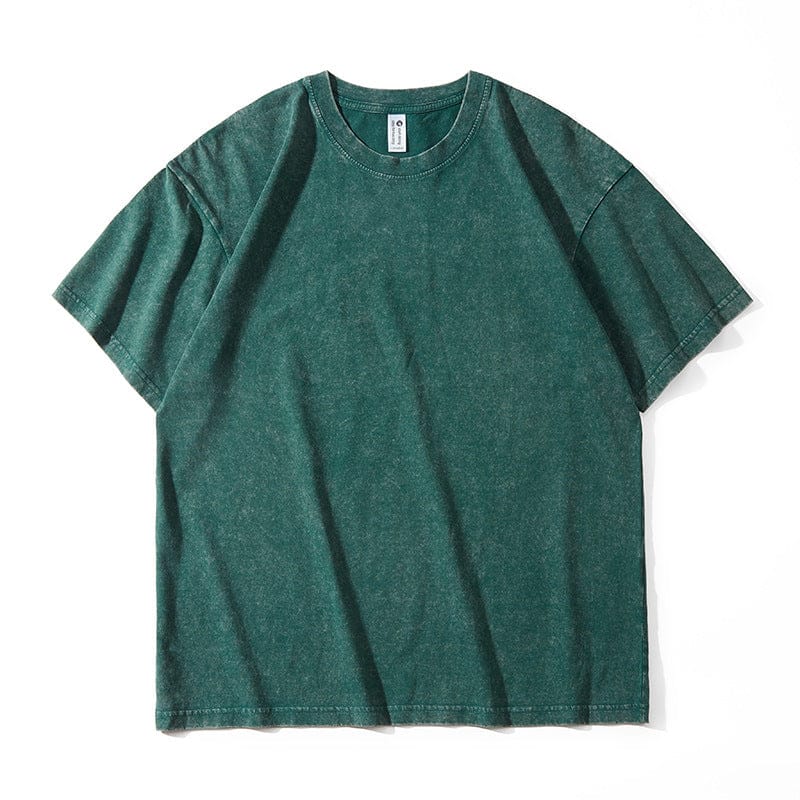 The Custom Anime Character Green Washed T-Shirt is shown laid flat on a white background—a personalized anime style tee ideal for anyone seeking a comfortable, casual staple.