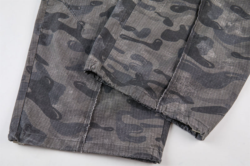 Omirad Dark Camo Wide-Leg Pants | Streetwear Utility Trousers