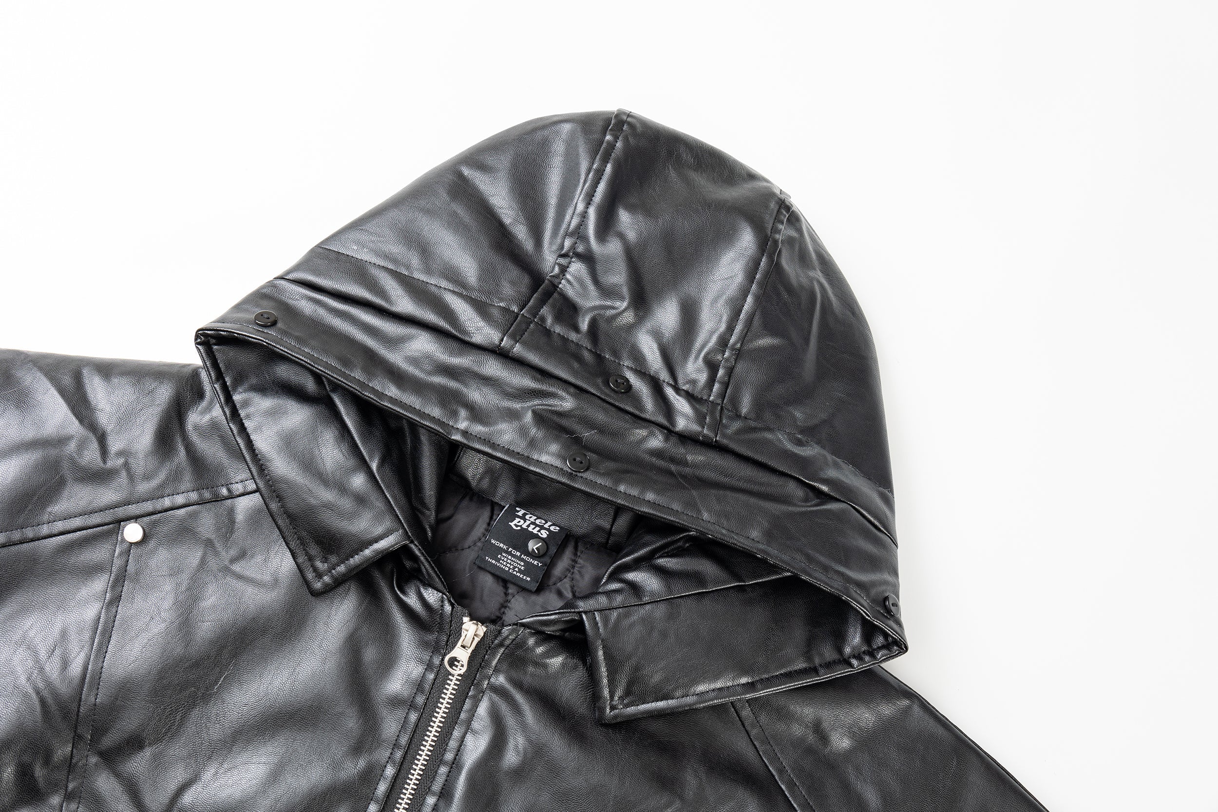 Faux Leather Fur-Trimmed Hooded Bomber Jacket | Omirad