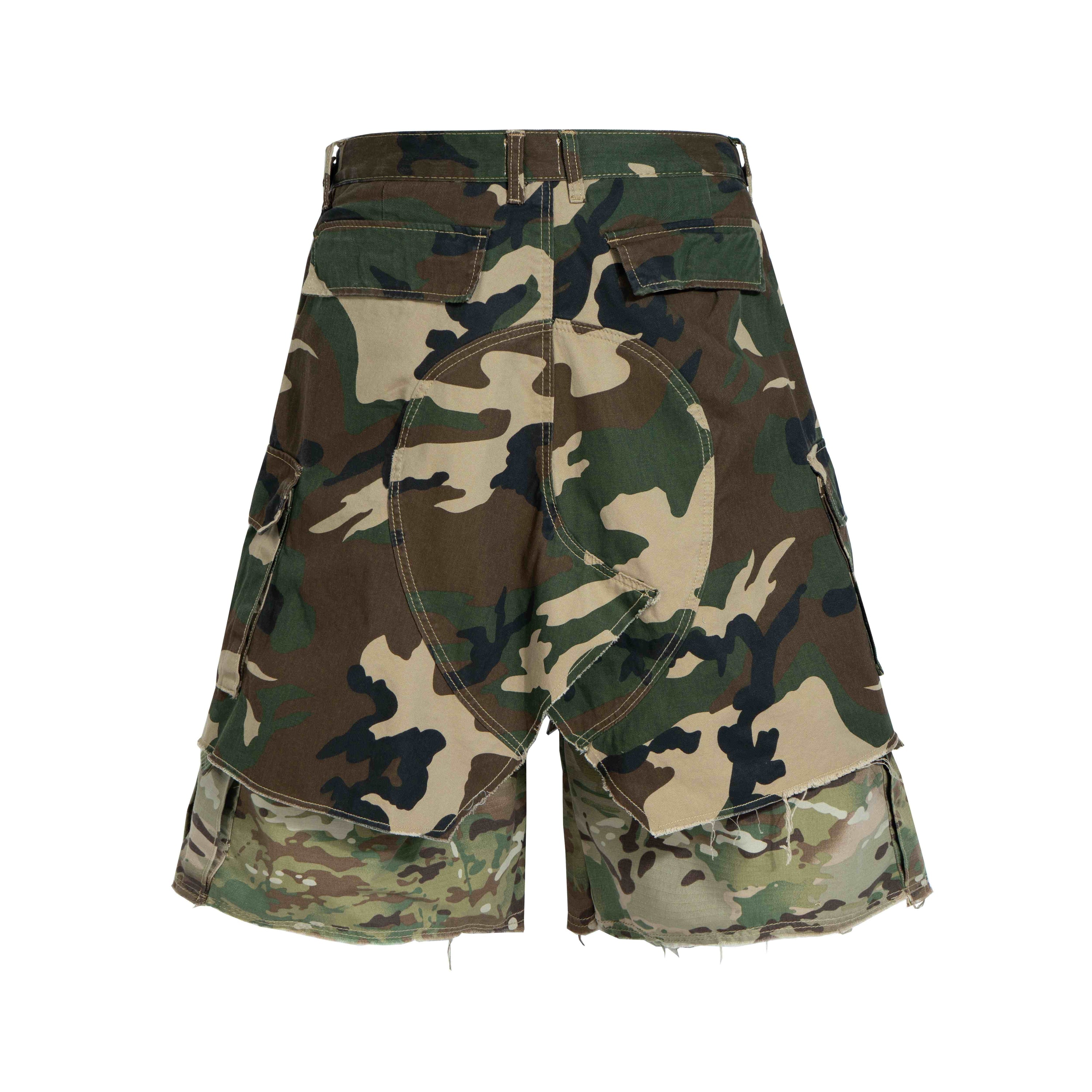 Omirad Tactical Patchwork Camo Cargo Shorts | Streetwear