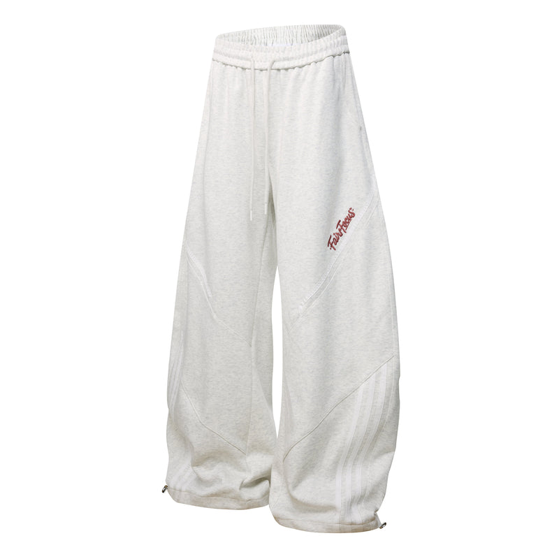 Curved Stripe Track Pants | Wide Leg Streetwear Sweatpants
