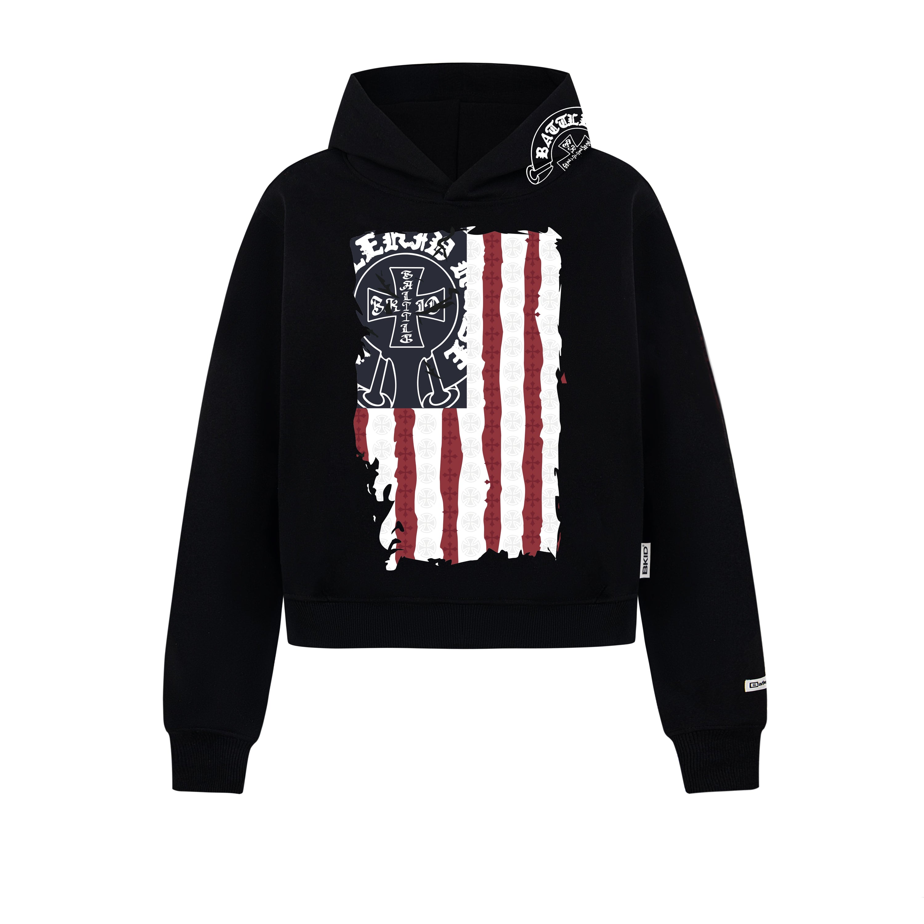Distressed Flag Graphic Pullover Hoodie | Streetwear