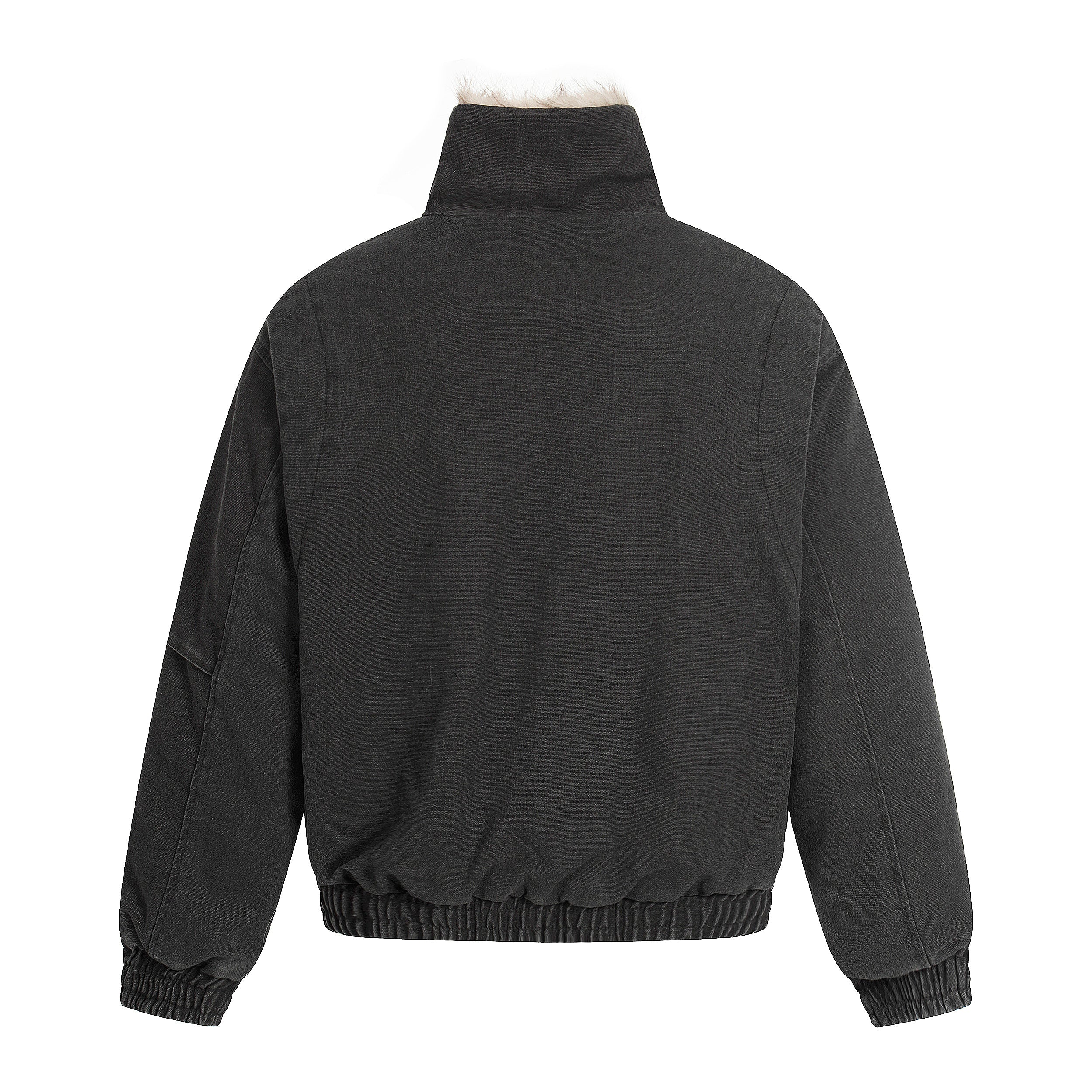 Fleece-Lined Utility Bomber Jacket | Faux-Fur Collar
