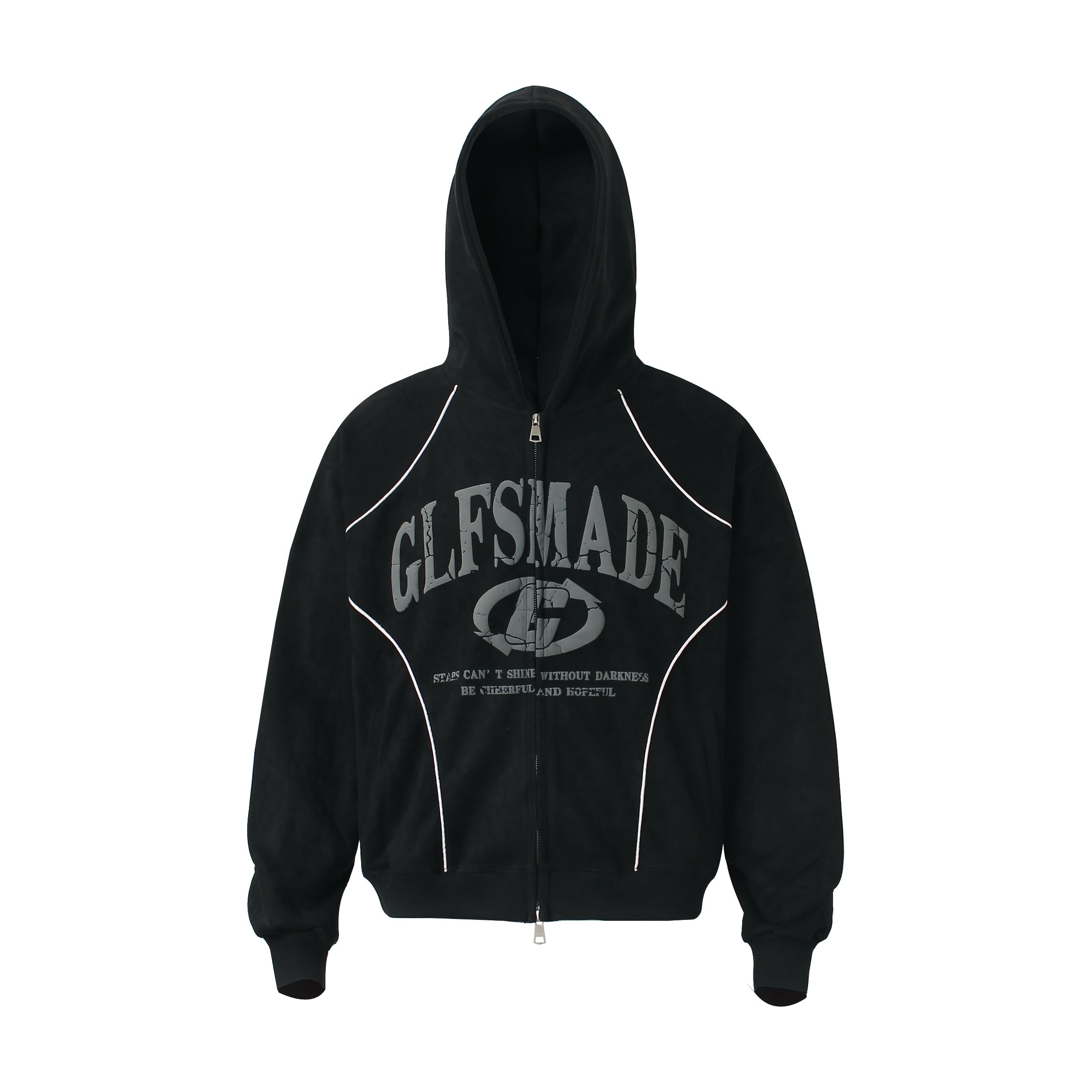 GLFSMADE Suede Graphic Zip-Up Hoodie | Streetwear Fleece