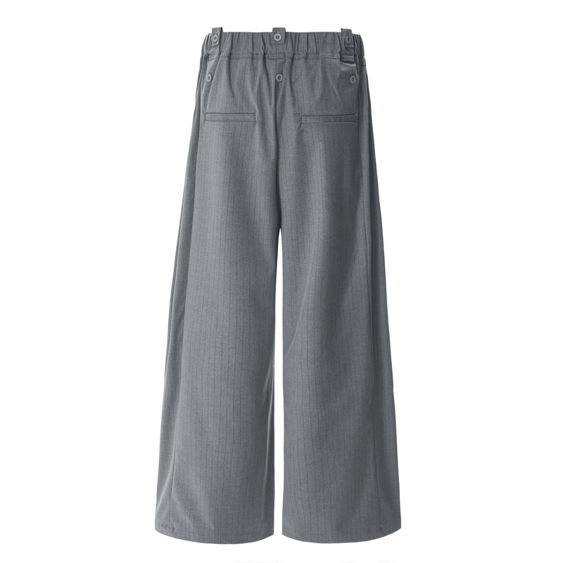Dual-Button Pinstripe Wide-Leg Trousers | Relaxed Fit