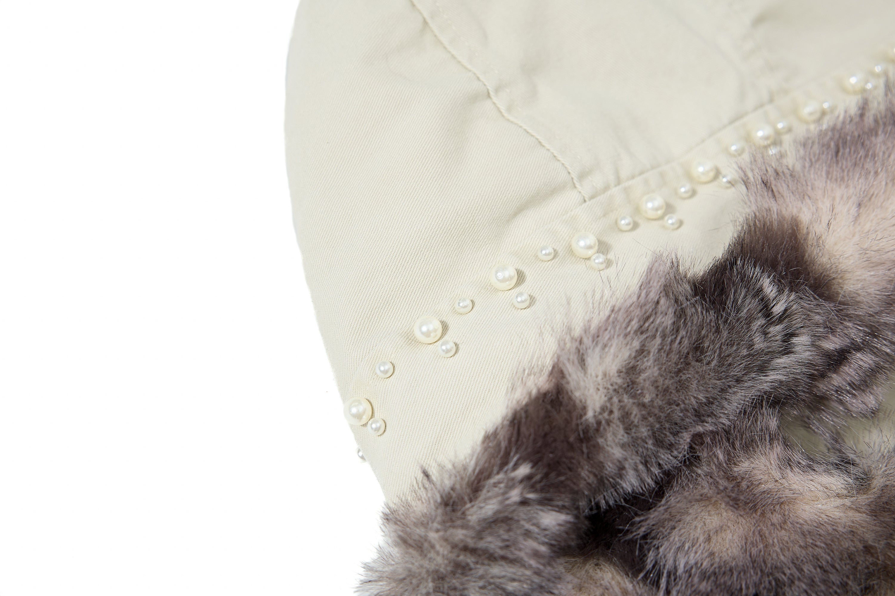 Studded Faux Fur-Trim Hooded Bomber Jacket | Washed Cotton