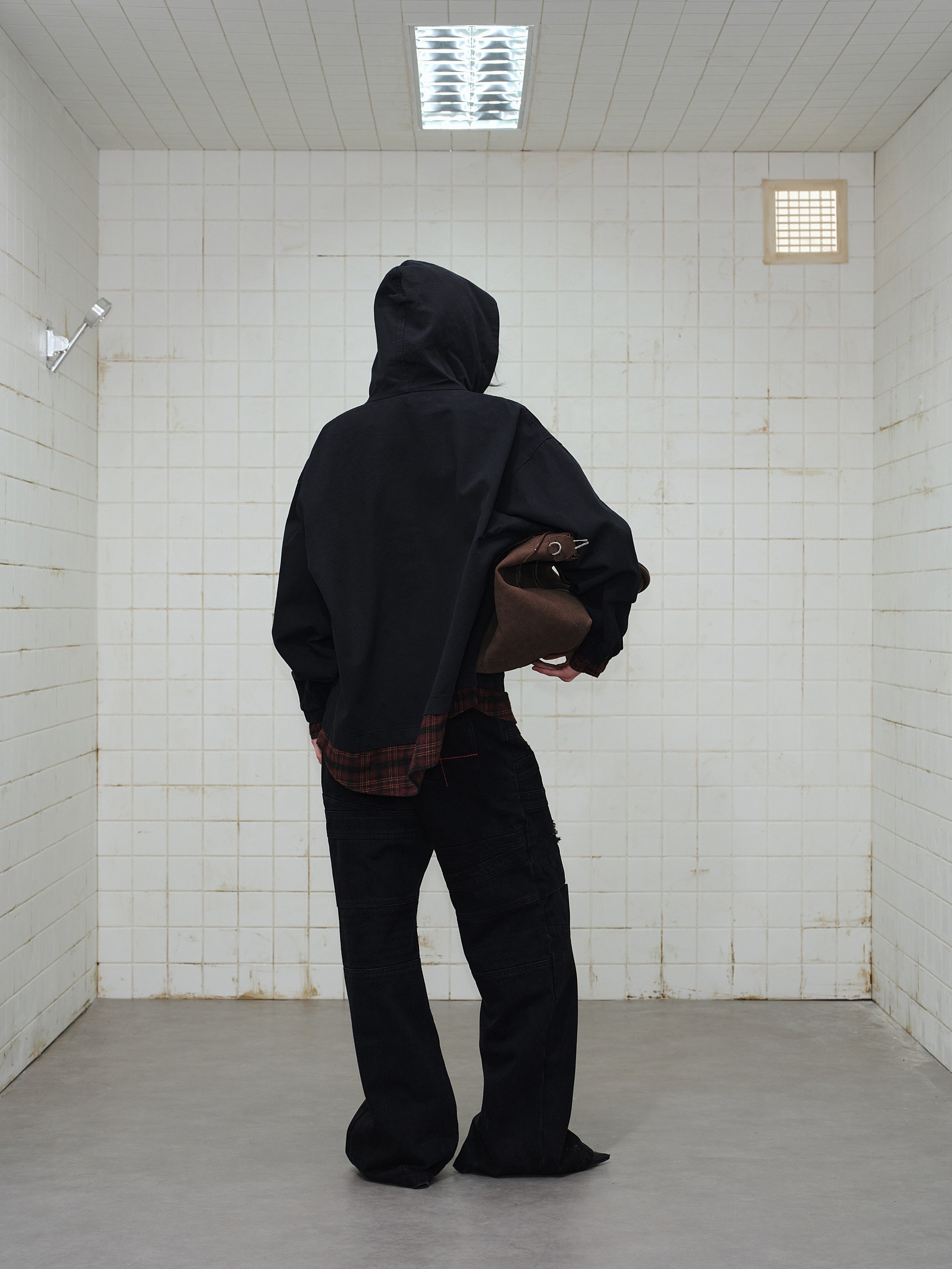 Omirad Plaid-Lined Zip Hoodie | Black Street Hoodie