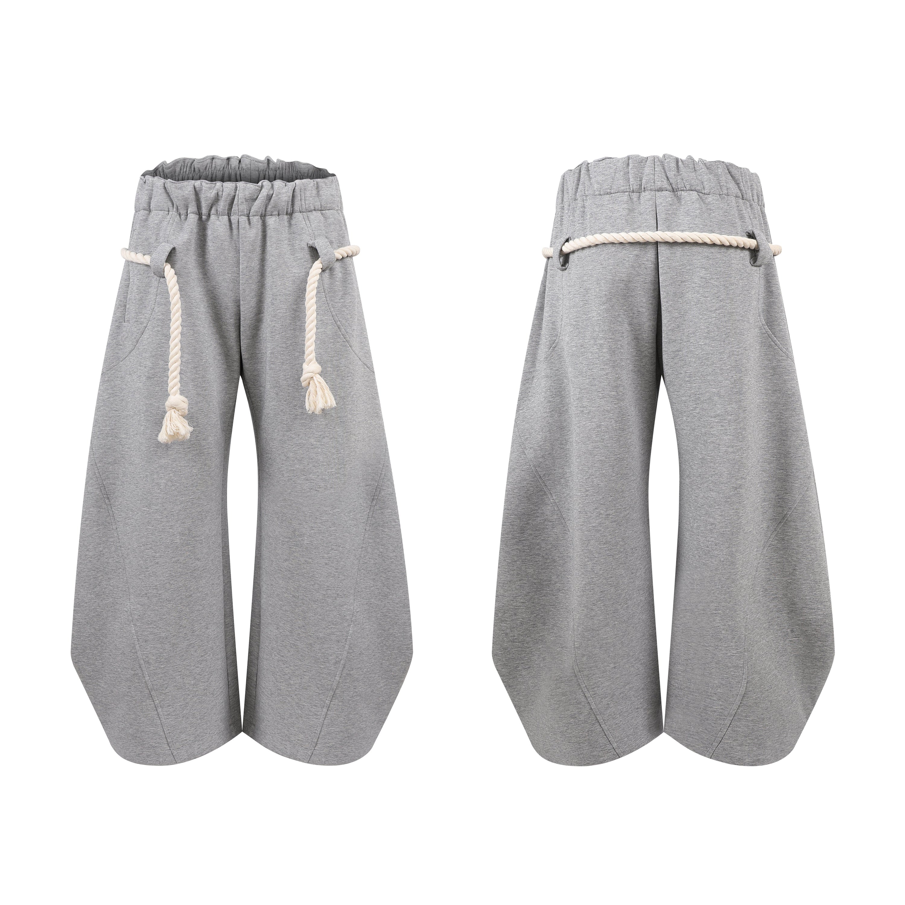 Rope Drawstring Barrel Pants | Wide-Leg Streetwear Trousers
