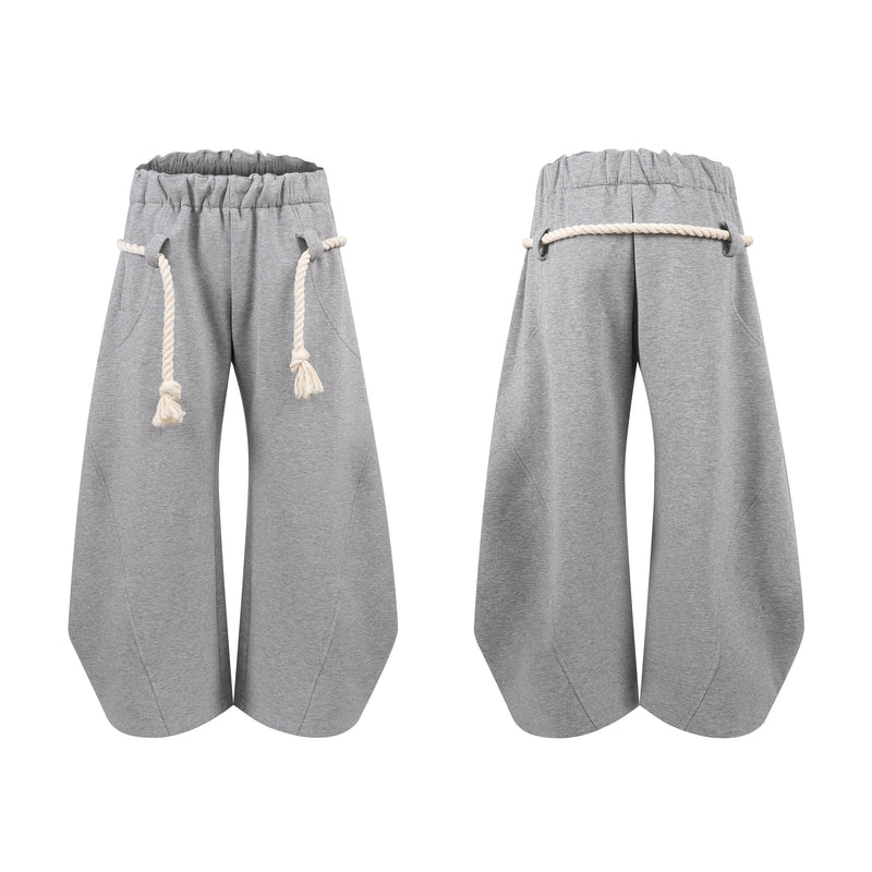 Rope Drawstring Barrel Pants | Wide-Leg Streetwear Trousers