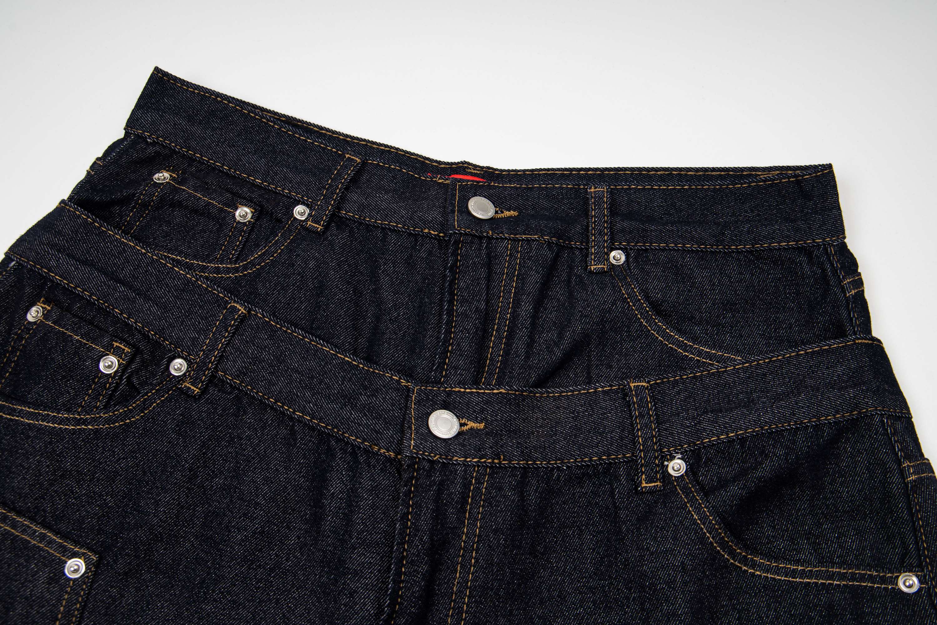 Omirad Double Waist Panel Denim Shorts | Wide Fit