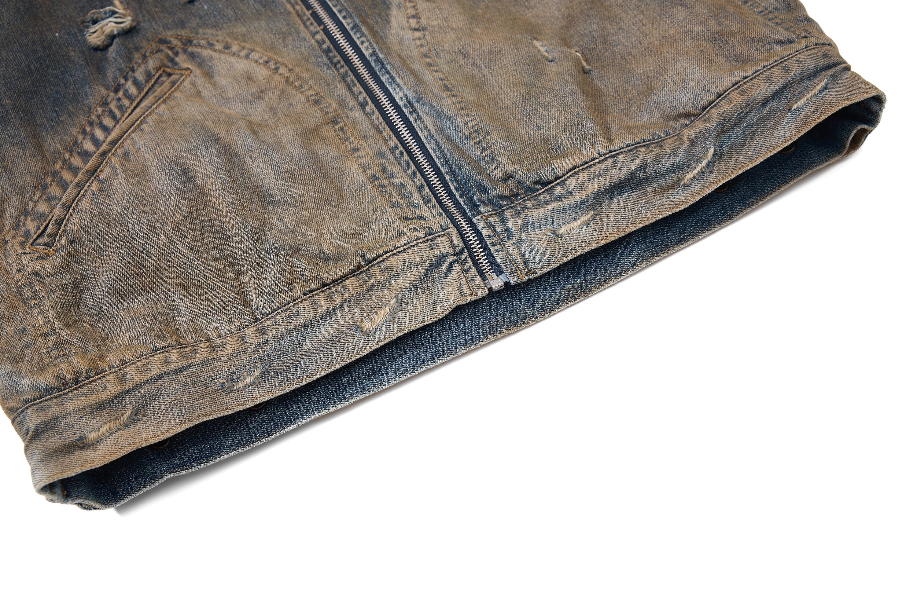 Omirad Vintage Distressed Denim Jacket | Washed Cropped Fit