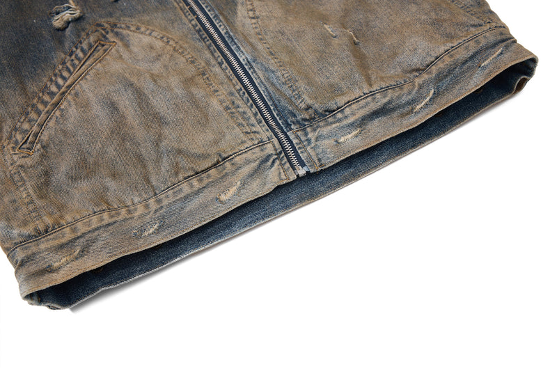 Omirad Vintage Distressed Denim Jacket | Washed Cropped Fit