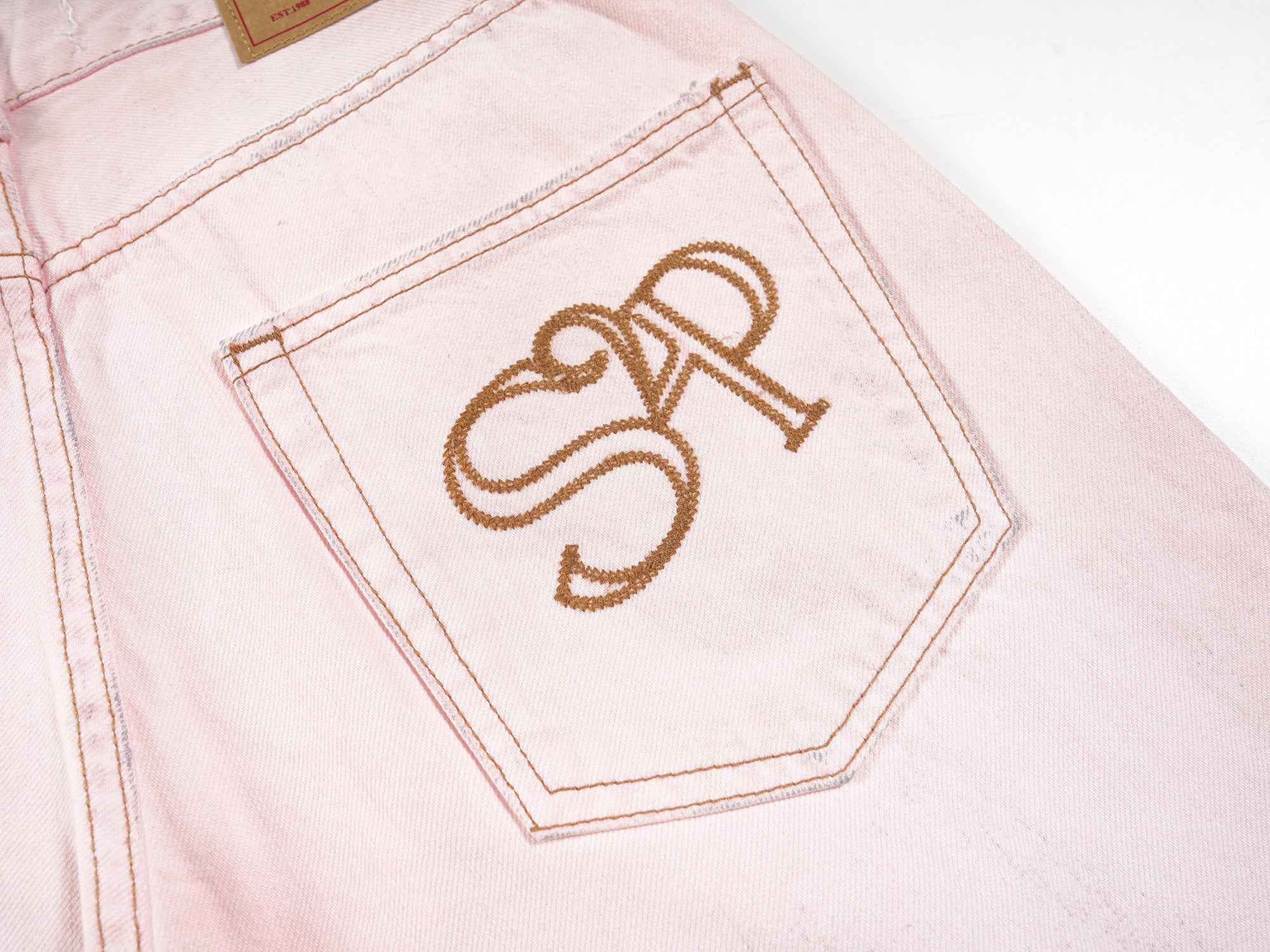 Faded Pink Wide-Leg Denim Pants | SP2 Logo | 100% Cotton