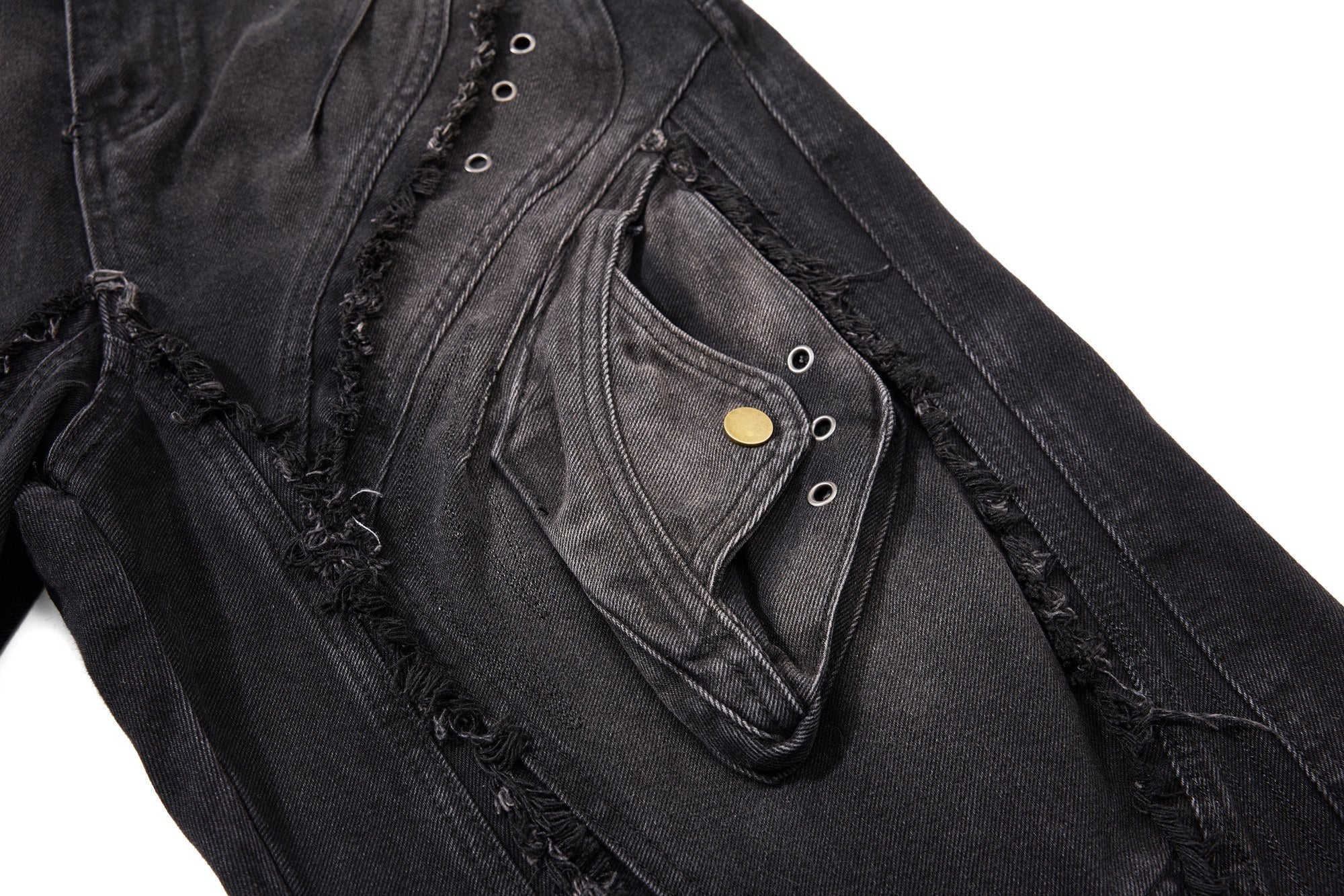 Distressed Panel Wide-Leg Denim Jeans | Deconstructed Streetwear