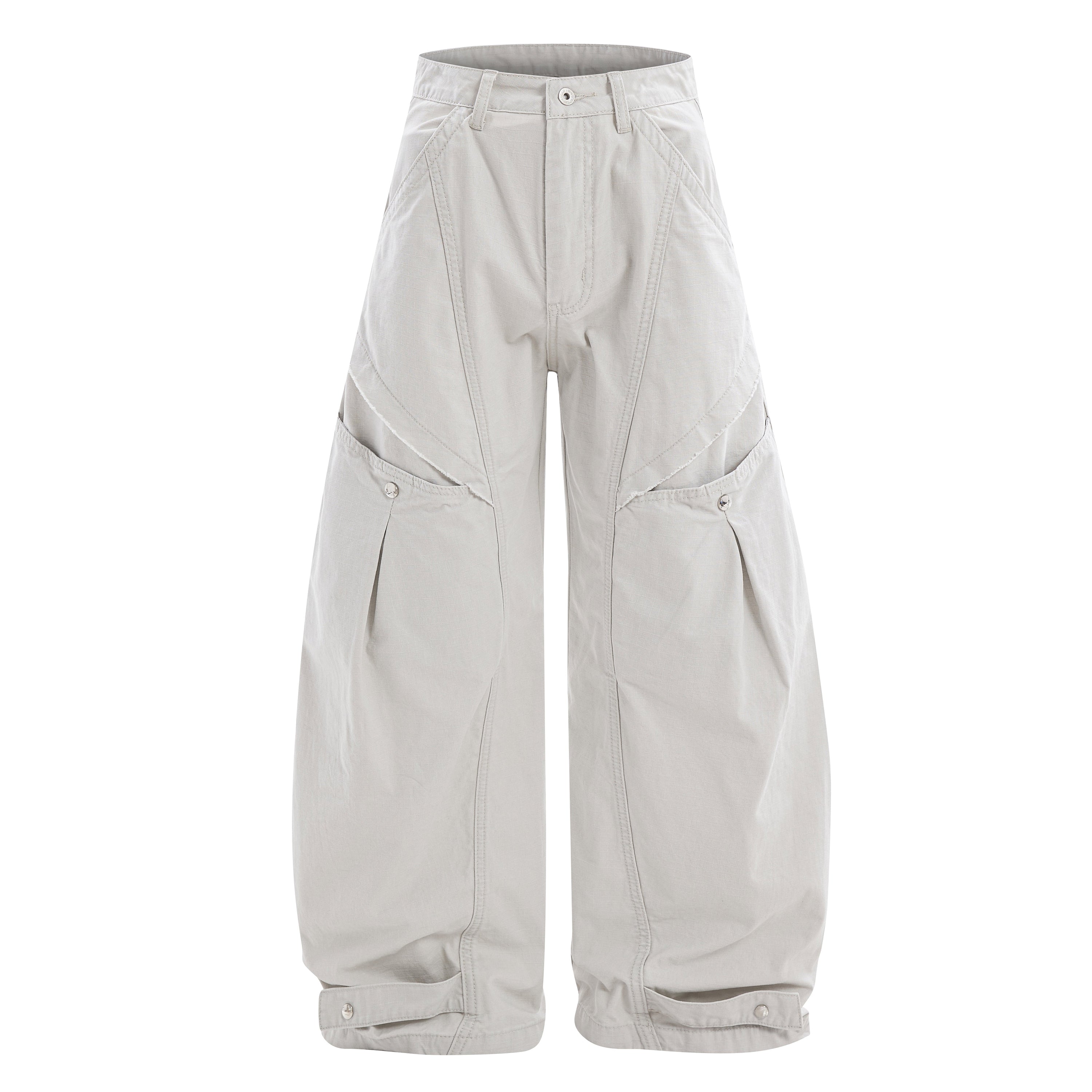 Multi-Panel Utility Wide-Leg Cargo Pants | 100% Cotton