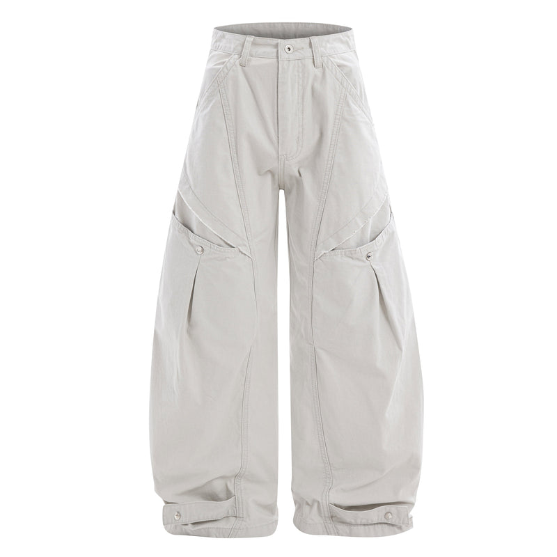 Multi-Panel Utility Wide-Leg Cargo Pants | 100% Cotton