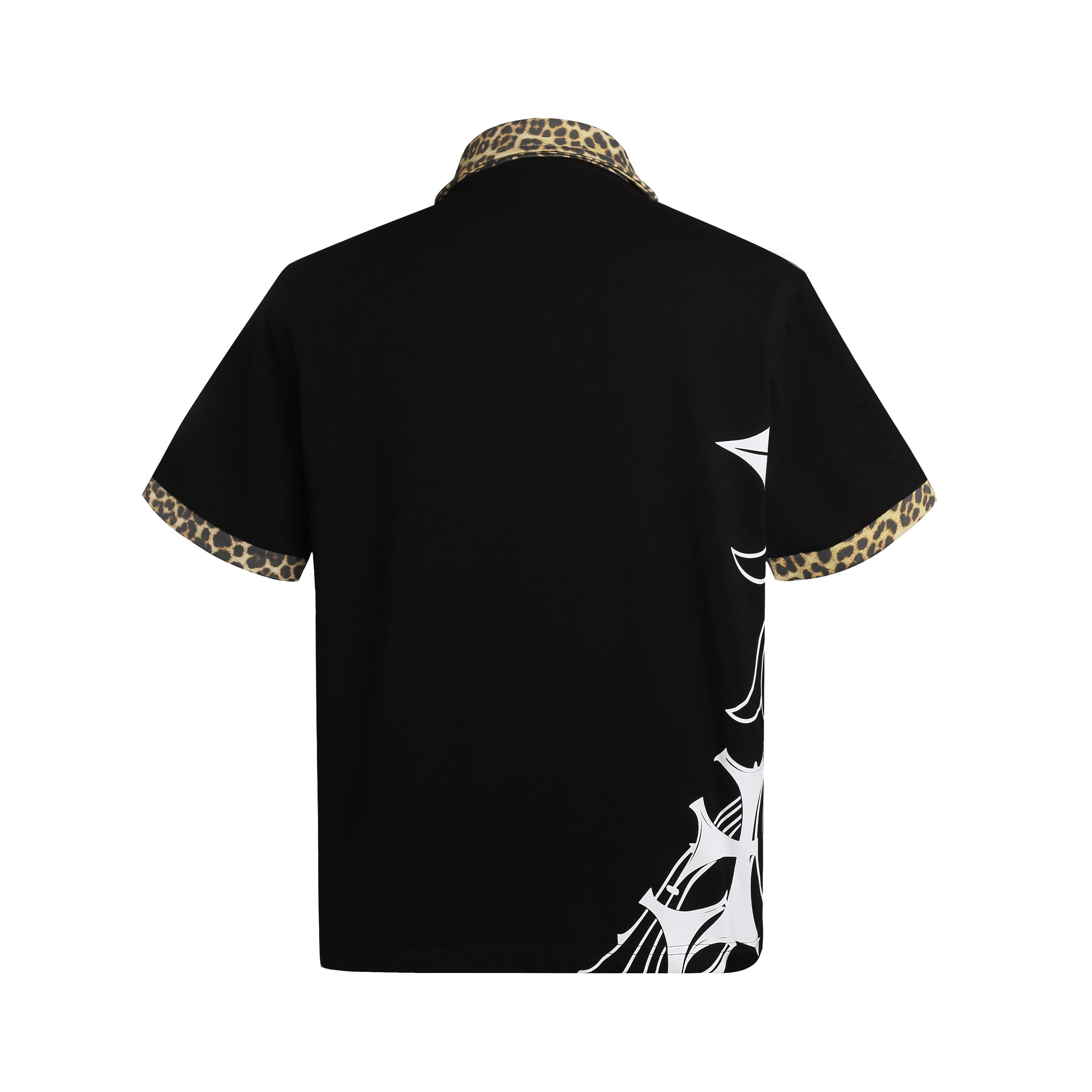 Gothic Cross Leopard Collar Polo Shirt | Y2K Streetwear