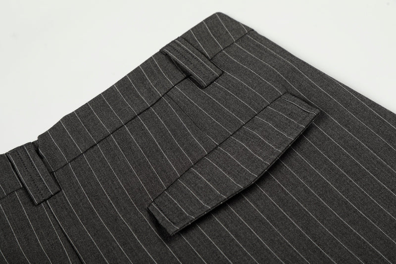 Omirad Pinstripe Wide-Leg Trousers | Grey Tailored Pants