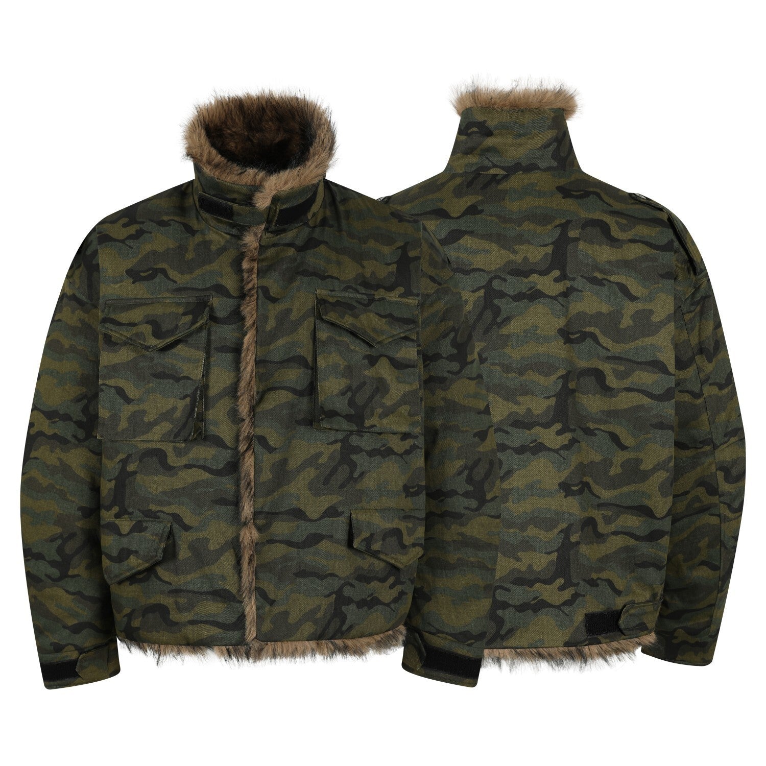 Omirad Camo Fur-Lined Jacket | Military Streetwear