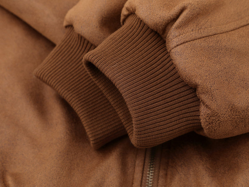 Fur-Collar Buckle Bomber Jacket | Suede-Look Winter Coat
