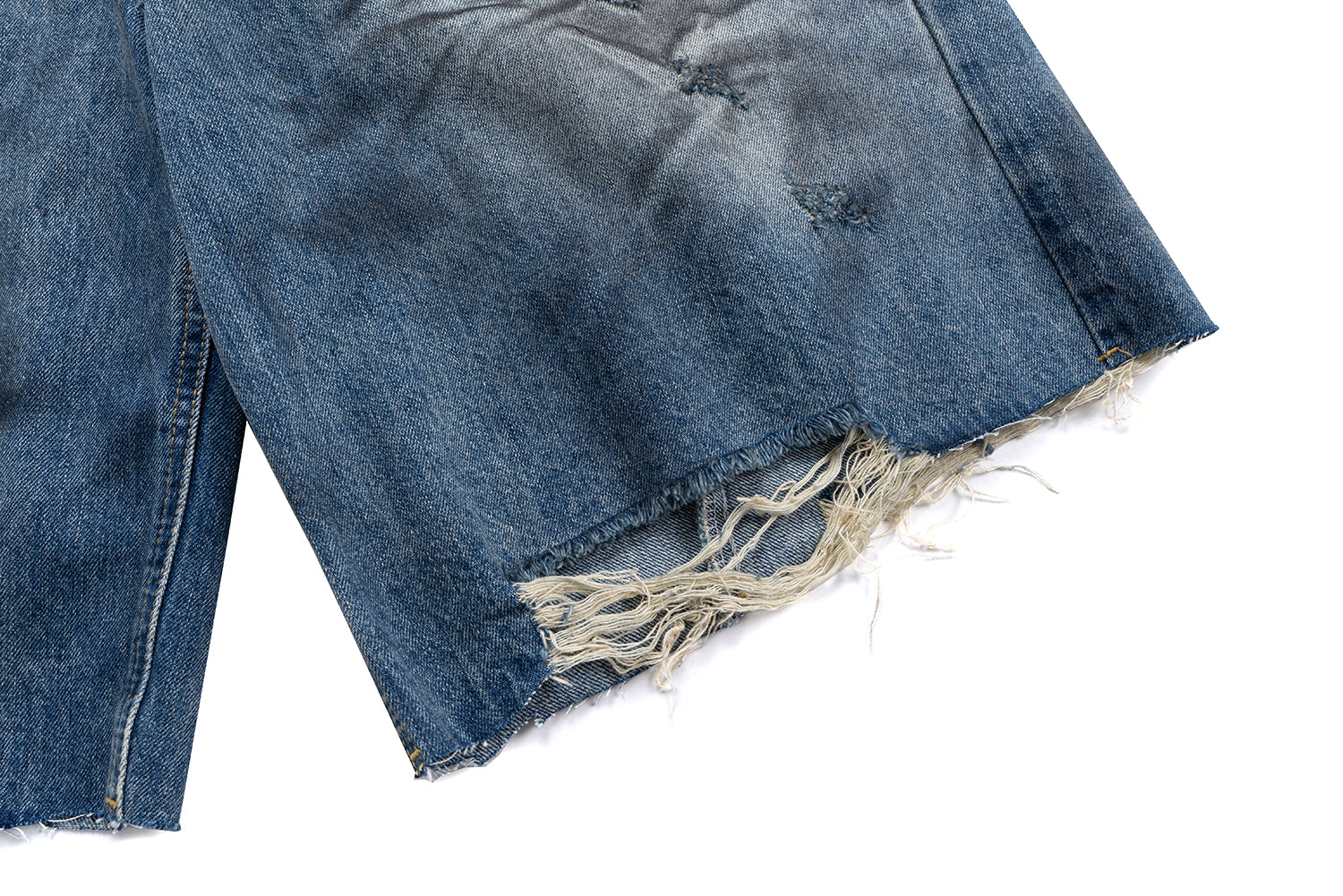 Omirad Distressed Fade Wide-Leg Denim Shorts | Streetwear