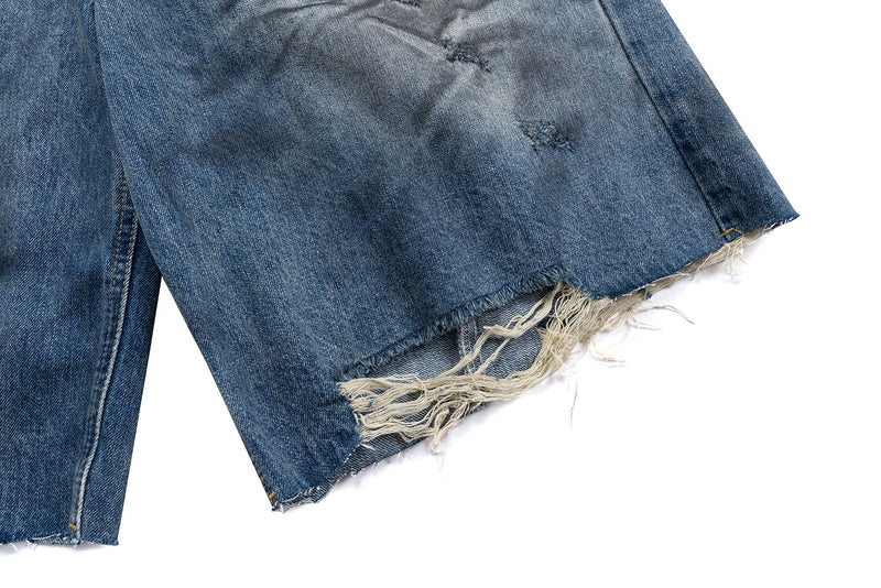 Omirad Distressed Fade Wide-Leg Denim Shorts | Streetwear