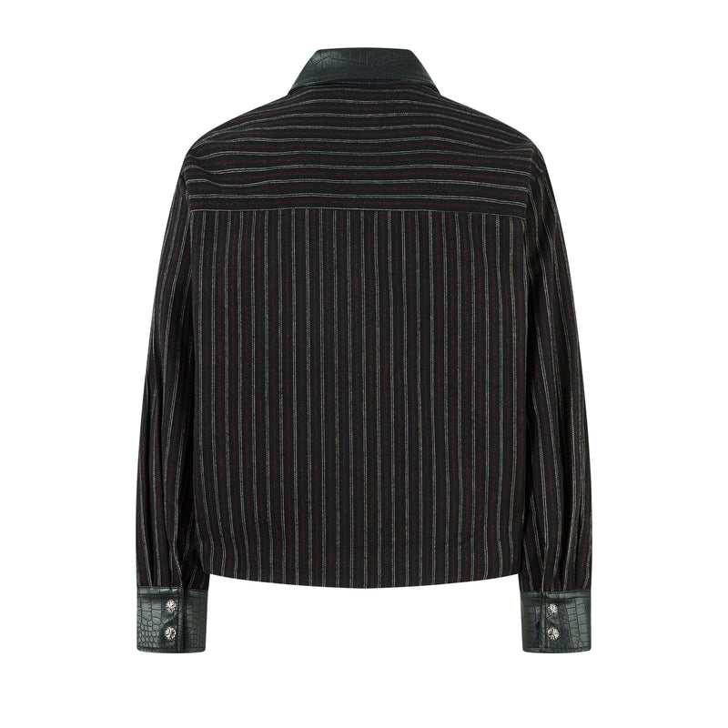Omirad Striped Faux-Leather Trim Jacket | Streetwear