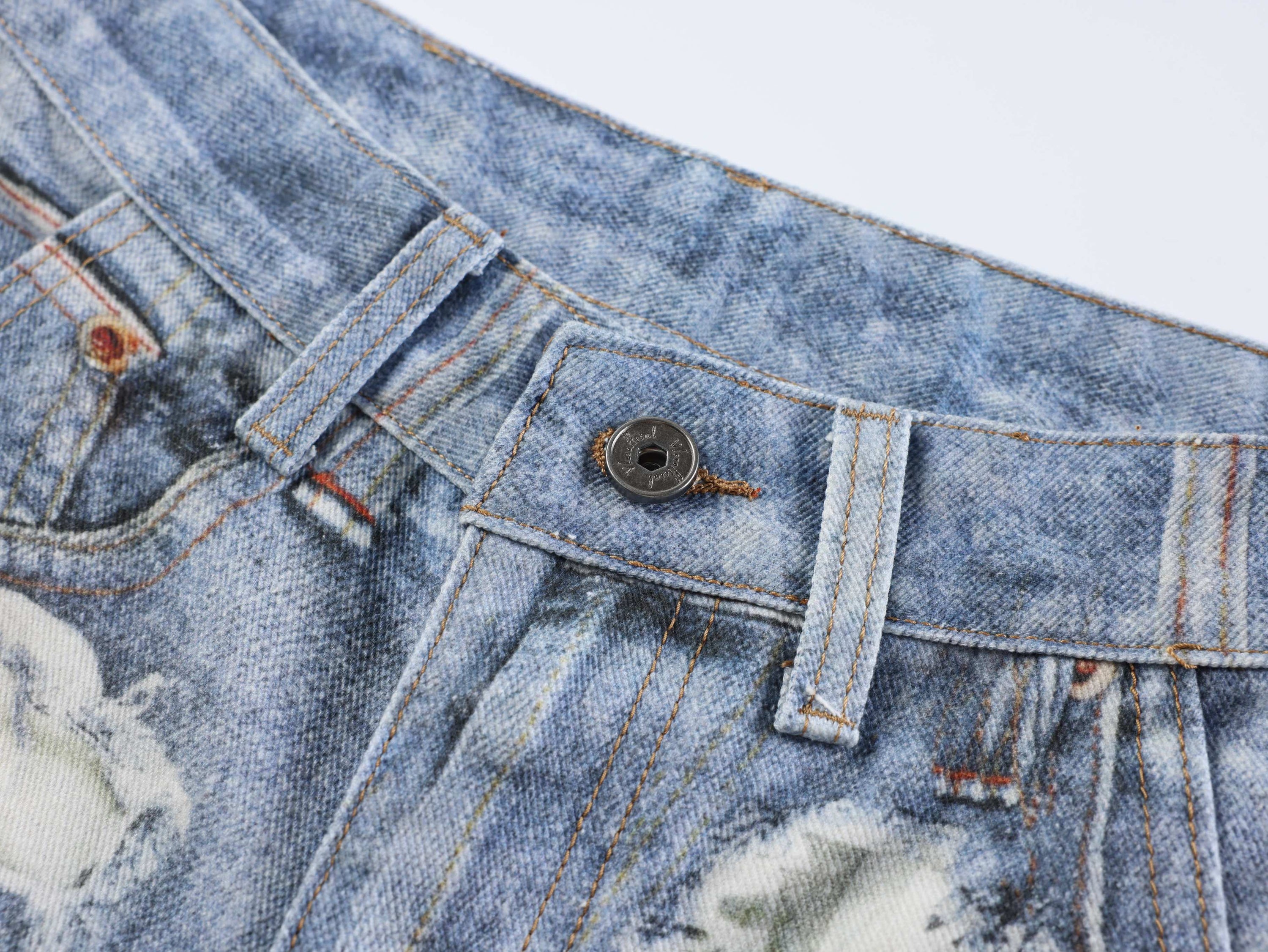 Floral Patchwork Distressed Wide-Leg Jeans | Omirad