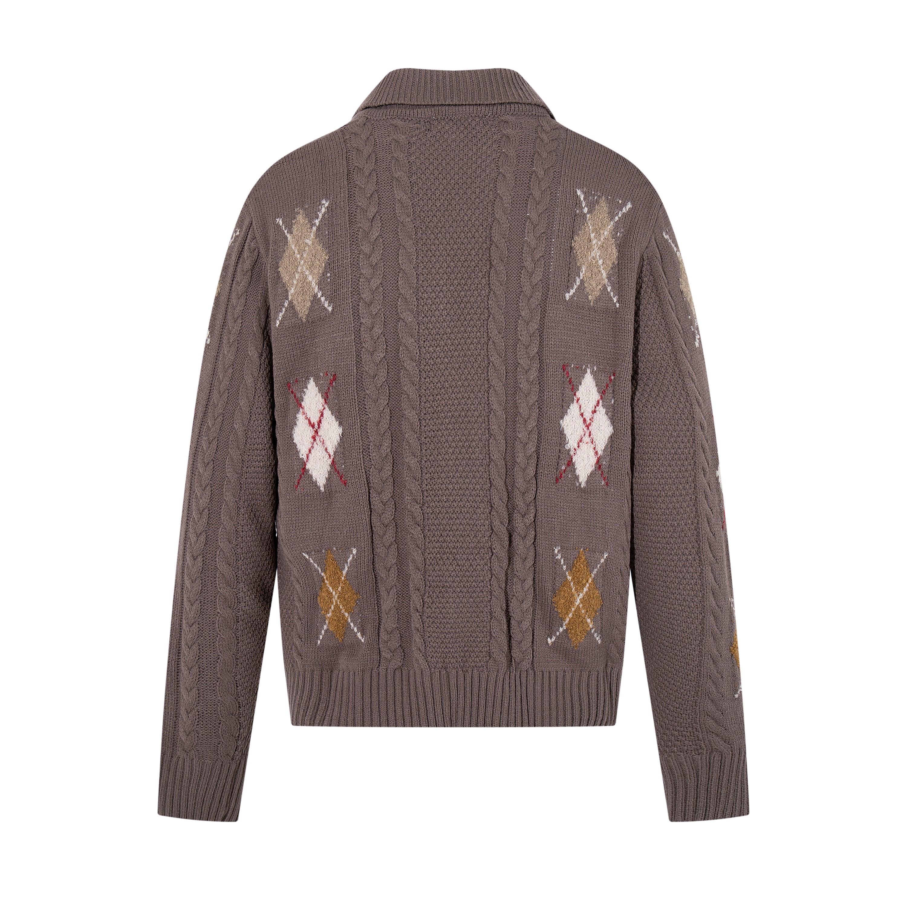Argyle Cable Knit Cardigan | Vintage Prep Street Style