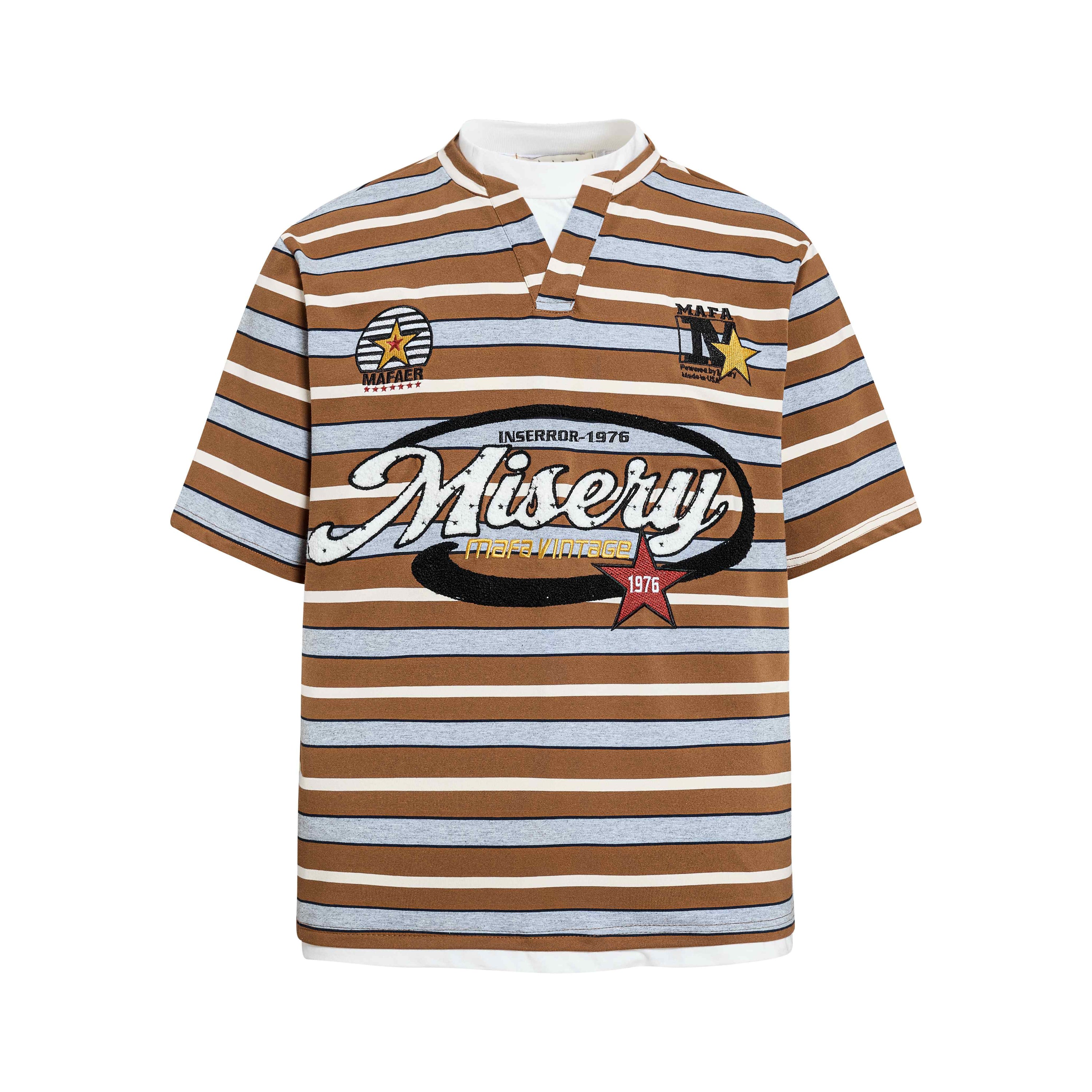 Vintage Striped Varsity Tee | Embroidered Y2K Streetwear