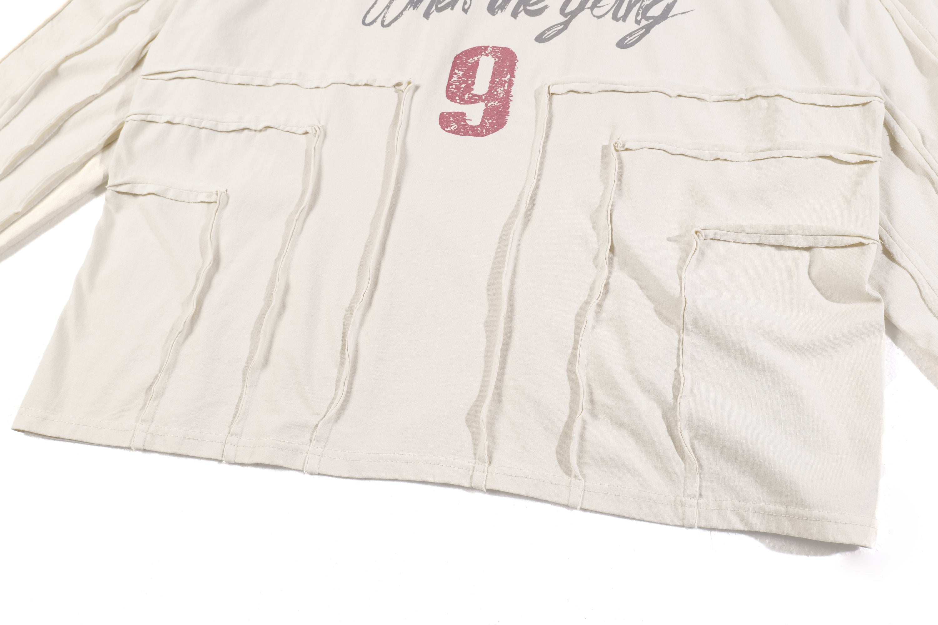 Deconstructed Patchwork Graphic Long Sleeve Tee | 100% Cotton