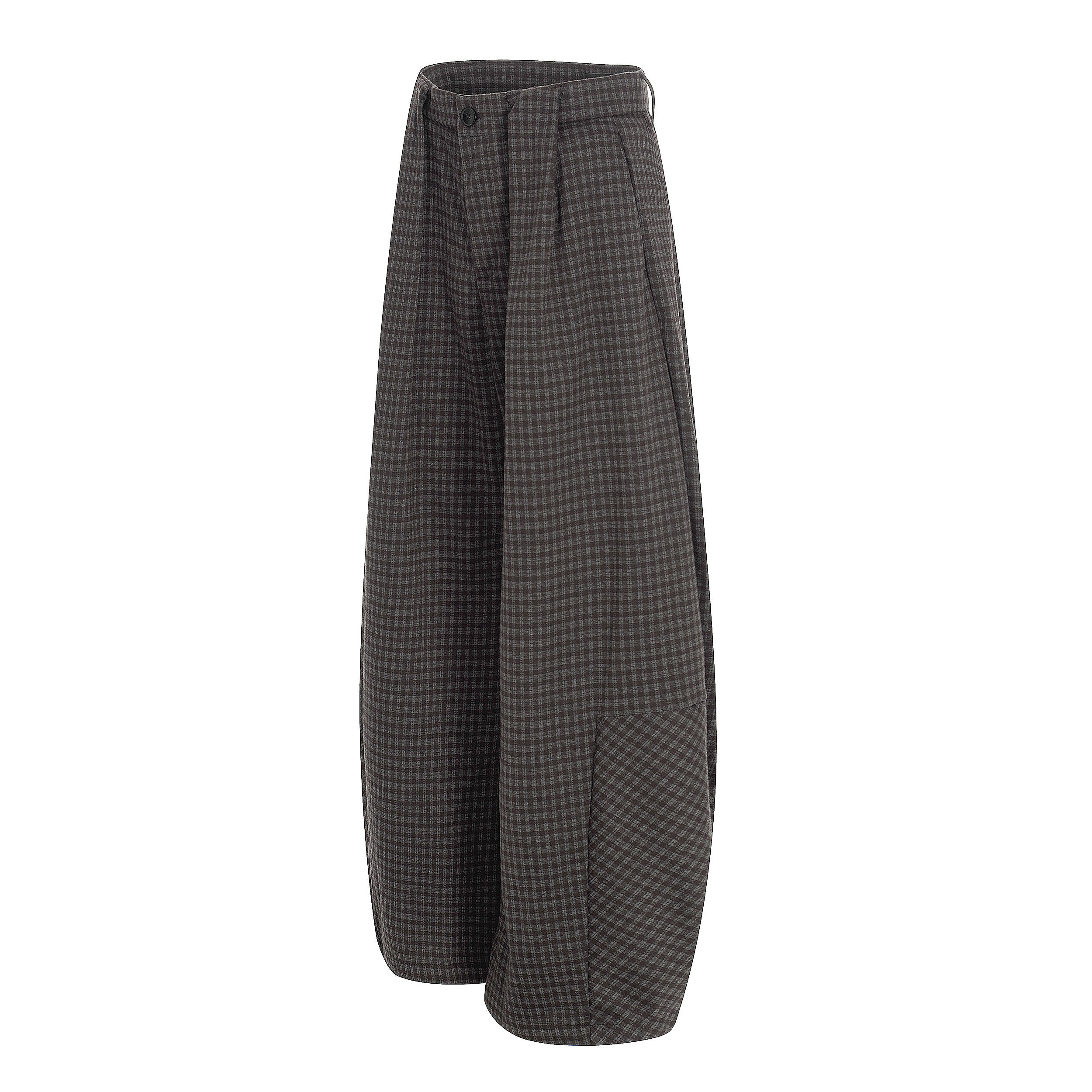 Wide-Leg Plaid Trousers | Pleated Front Tailored Pants