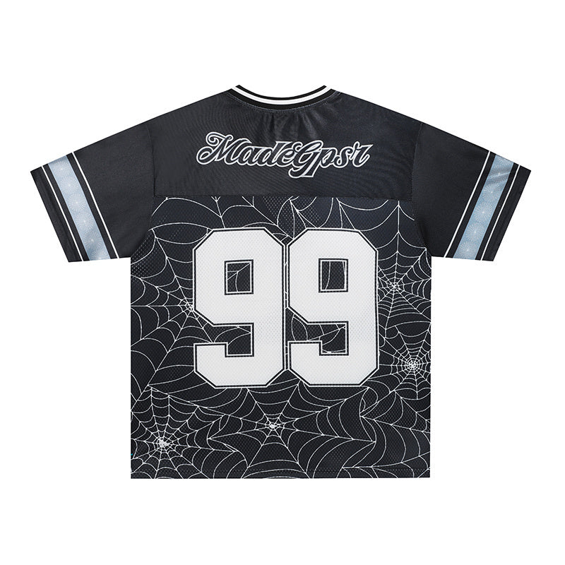 Spider Web #99 Football Jersey | Dark Streetwear Mesh Top