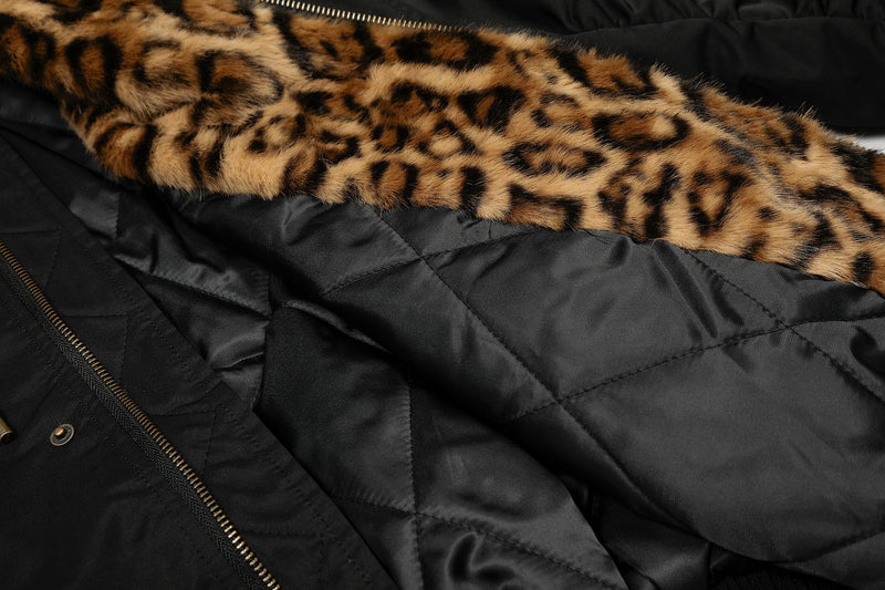 Faux-Fur Hooded Bomber Jacket | Military Streetwear