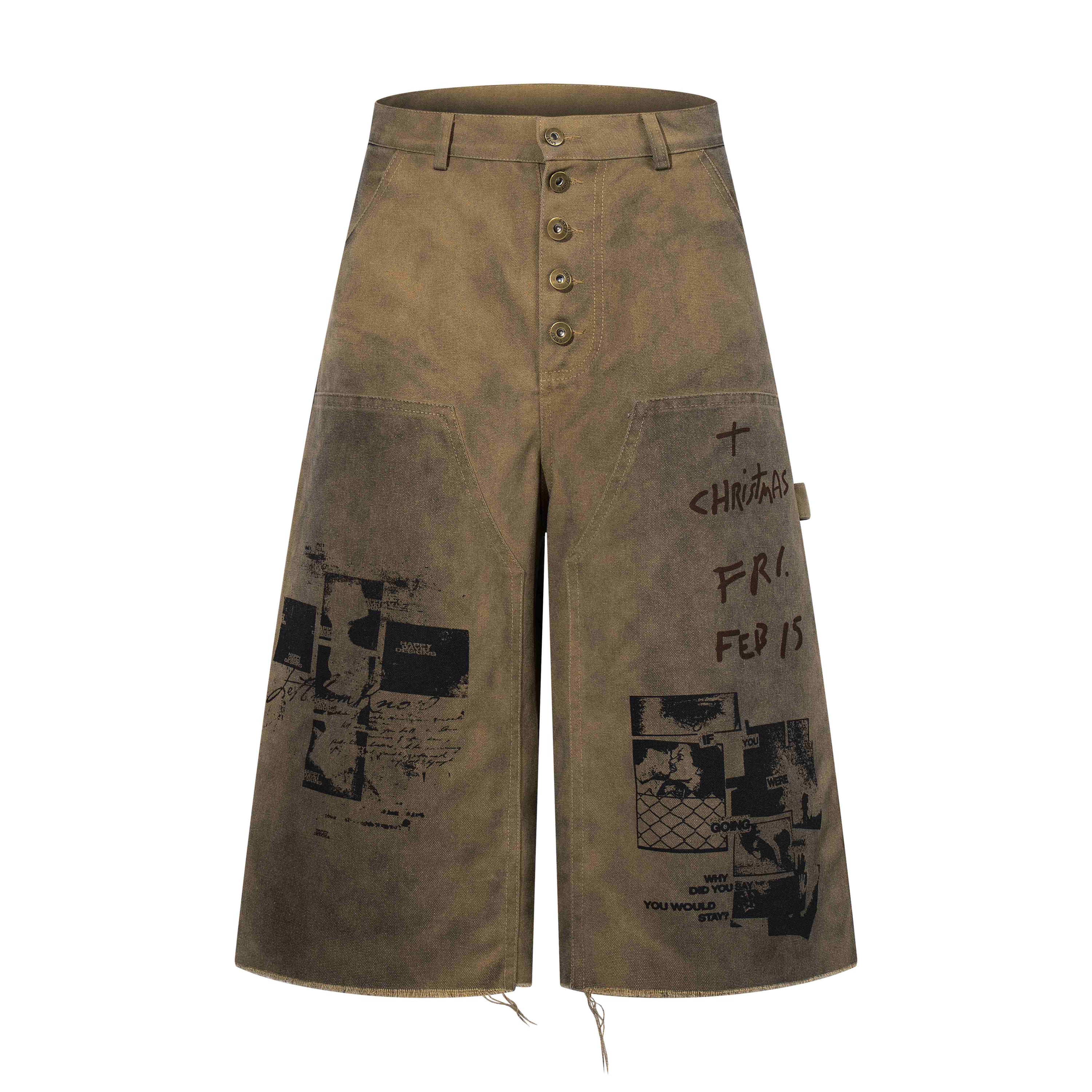 Omirad Washed Cargo Shorts | Distressed Graphic Streetwear