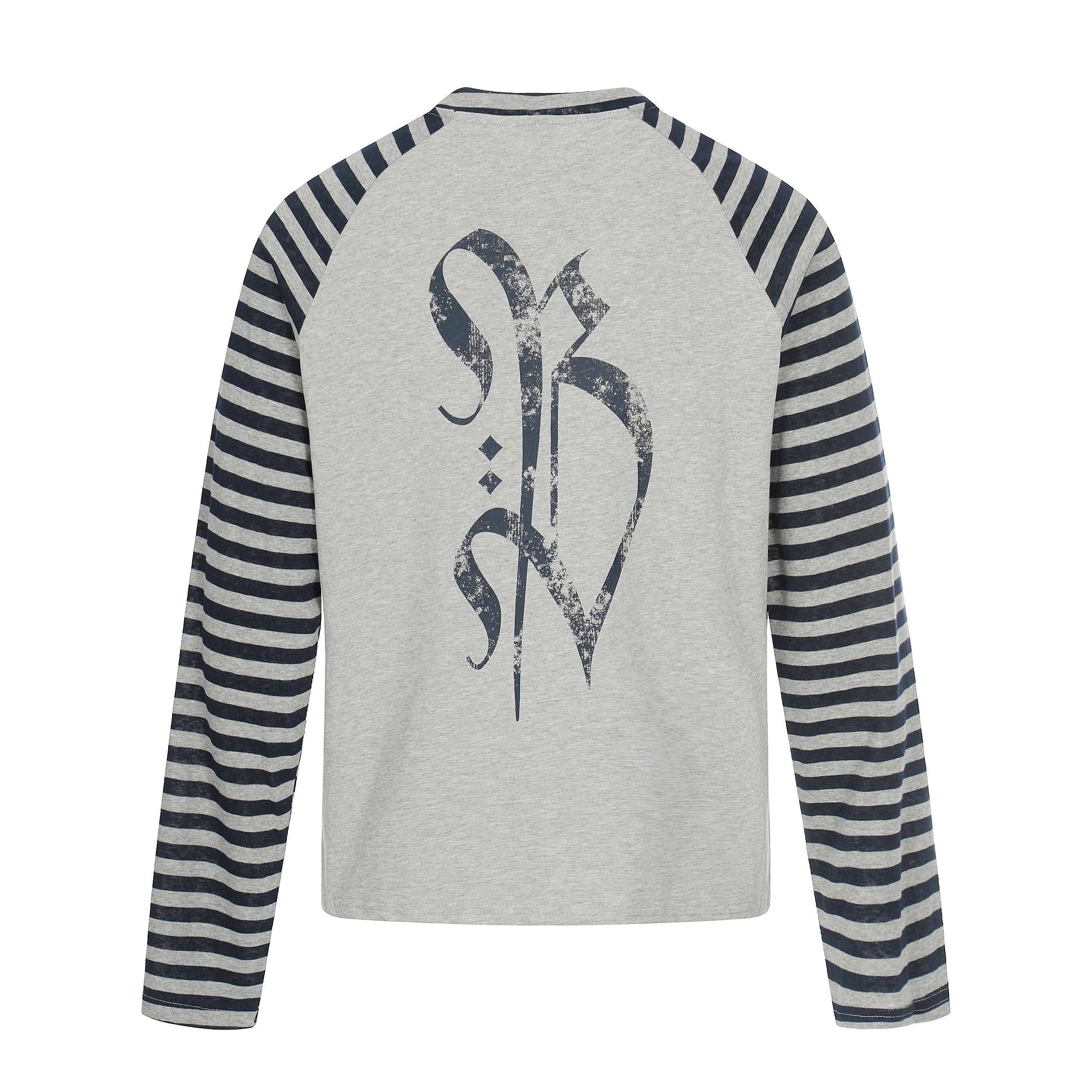 Gothic Cross Graphic Raglan Long Sleeve Tee | Striped Sleeves